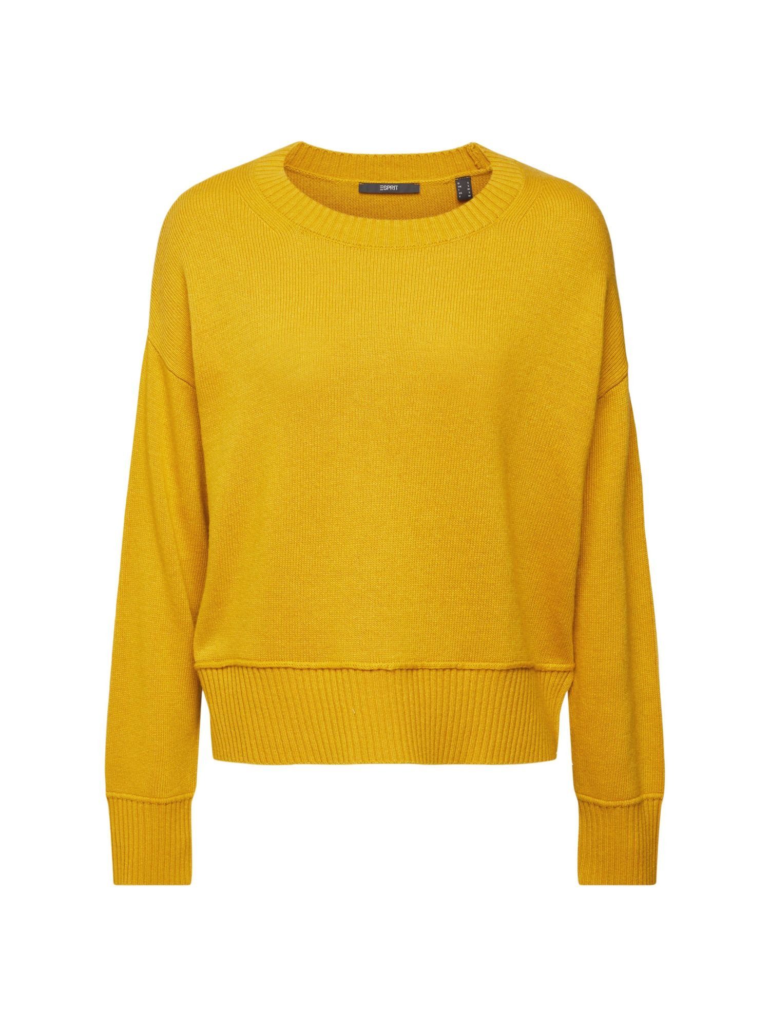 Esprit Collection V-Ausschnitt-Pullover CURVY Strickpullover aus Wollmix DUSTY YELLOW | Sweatshirts