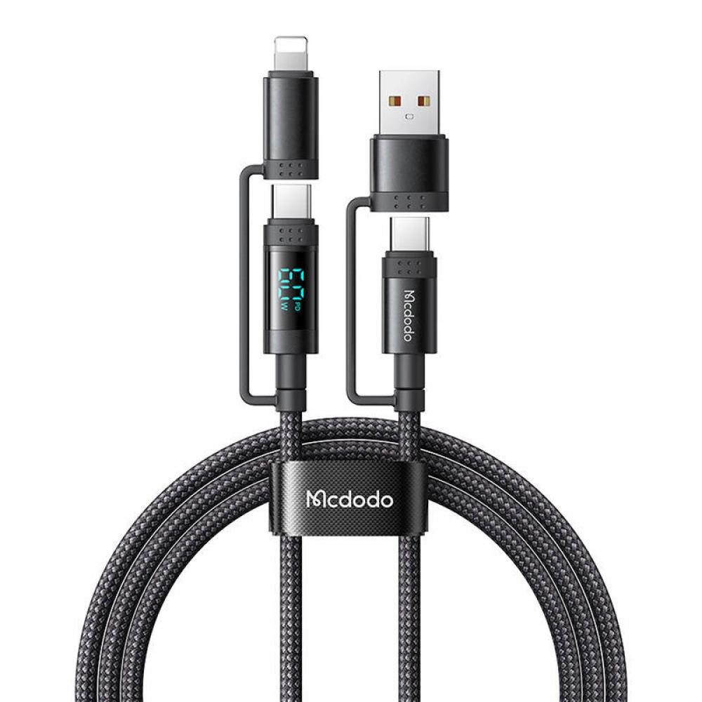 Mcdodo CA-1990, 4in1 USB-C/A - USB-C/Lightning Kabel mit Ladeanzeige, Lightningkabel