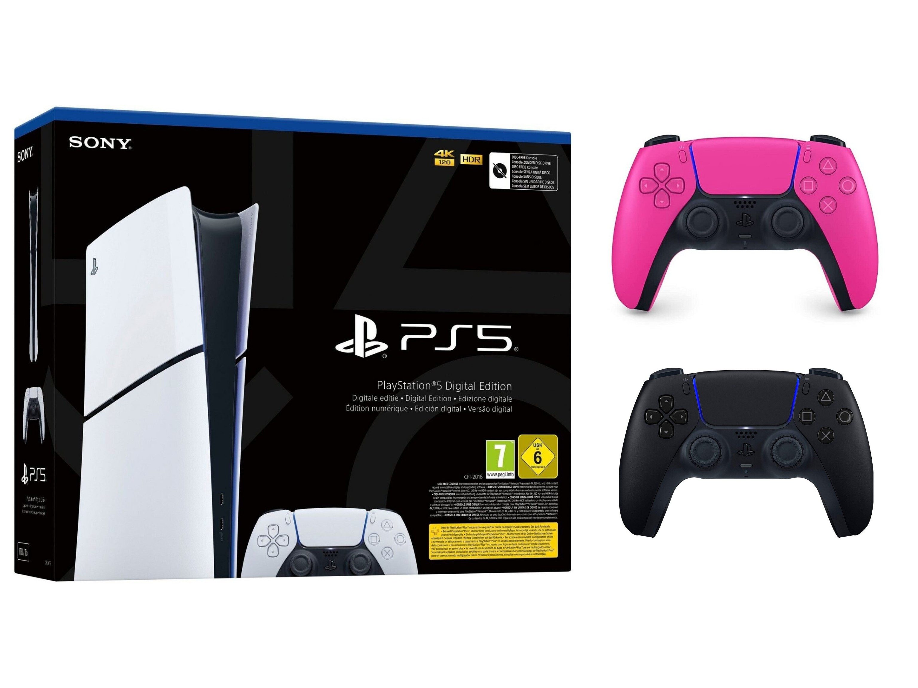 Playstation PlayStation PS5 Digital Slim + DualSense Controller Nova Pink Bundle (Set, 2 St., inkl. 2. DualSense Controller)