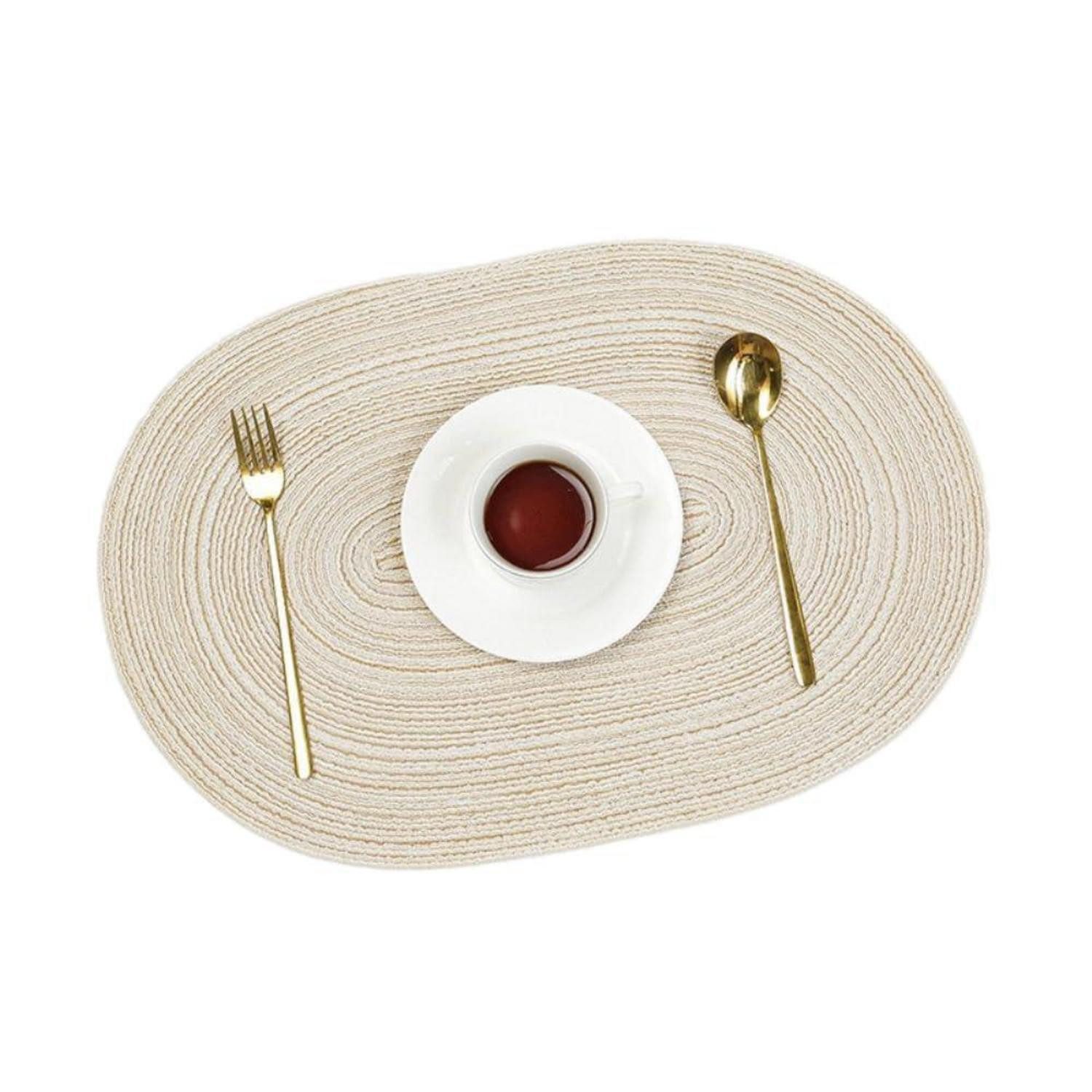 LuxusKollektion Platzset Platzset Oval 50x35cm Milchig Weiß 2Stk, (2-St)