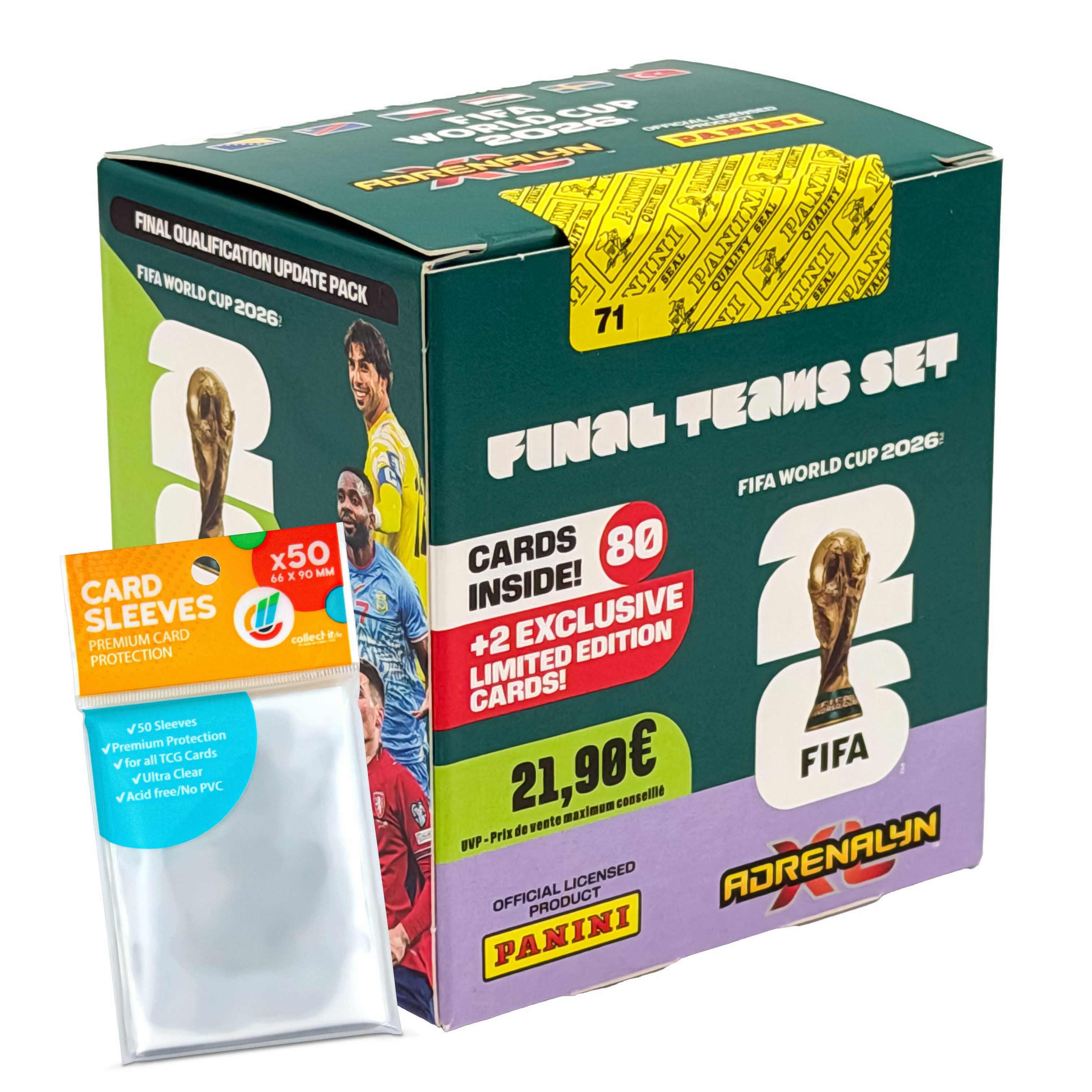 Panini Sammelkarte FIFA World Cup Adrenalyn XL 2026 - 1 Final Team Set + 40 Hüllen