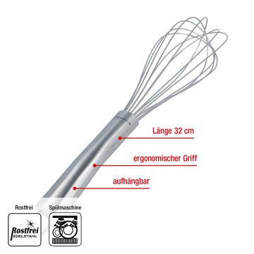 EUROHOME Schneebesen Schaumschläger Olivia aus rostfreiem Edelstahl spülmaschinengeeignet, Rührer Mixer mit ergonomichem Edelstahlgriff