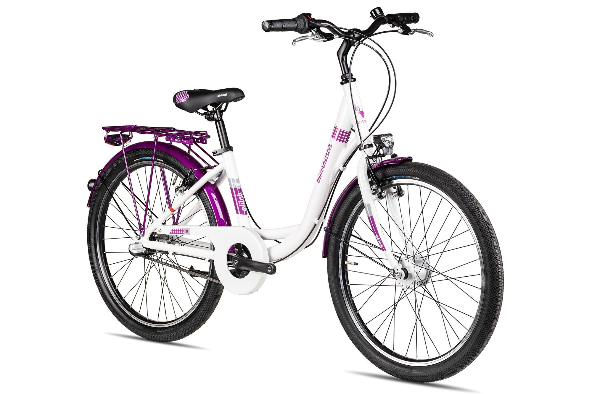 Almrausch Kinderfahrrad GLÜCK 3 24 Nexus, 3 Gang Shimano Nexus 3 Rücktritt Schaltwerk, Nabenschaltung Rücktritt, Nabenschaltung Rücktritt weiß