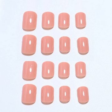 AUKUU Kunstfingernägel Einfarbige Einfarbige kurze zartrosa tragbare Nägel künstliche, Nägel Maniküre-Flicken wasserfeste abnehmbare Nagelflicken