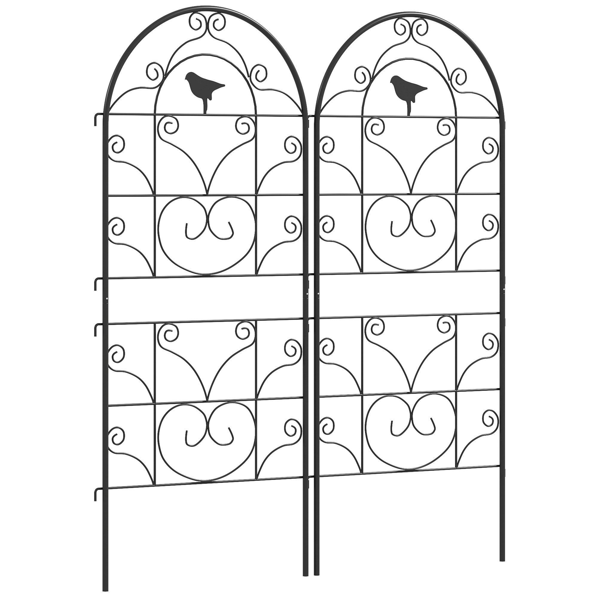 Rankgitter Metall 2er Set zum Stecken rostfrei Rankhilfe mit Vogeldesign