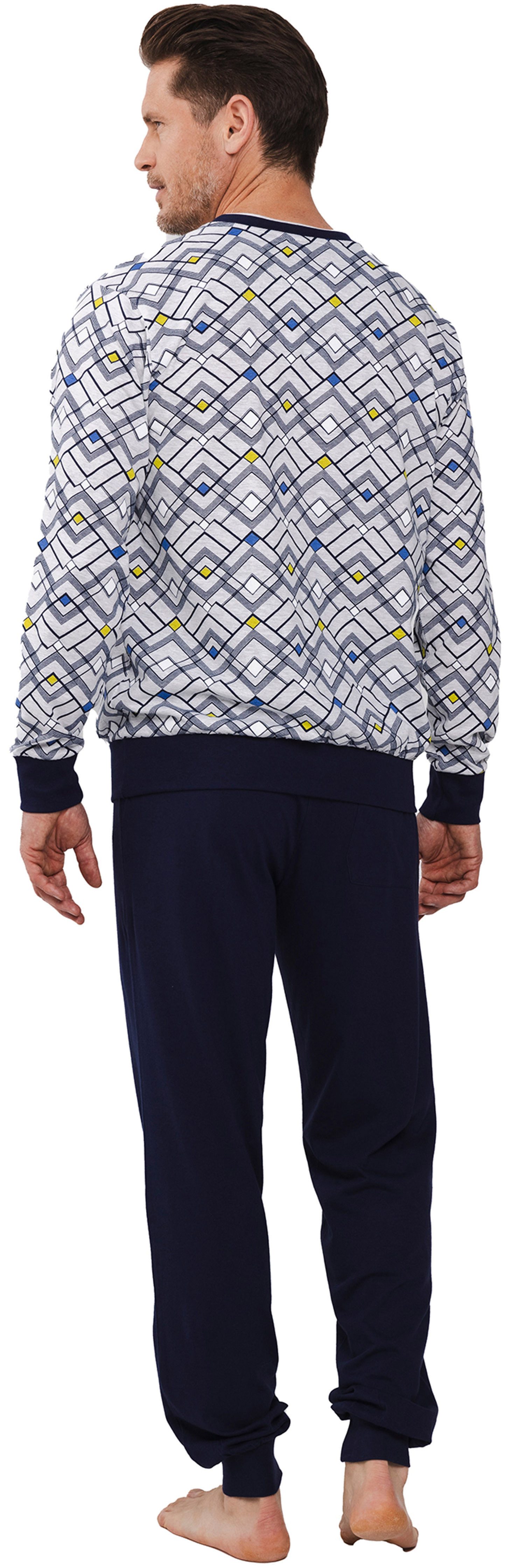 Pastunette Schlafanzug Herren Pyjama lang mit Bündchen (2 tlg) Modisches De günstig online kaufen