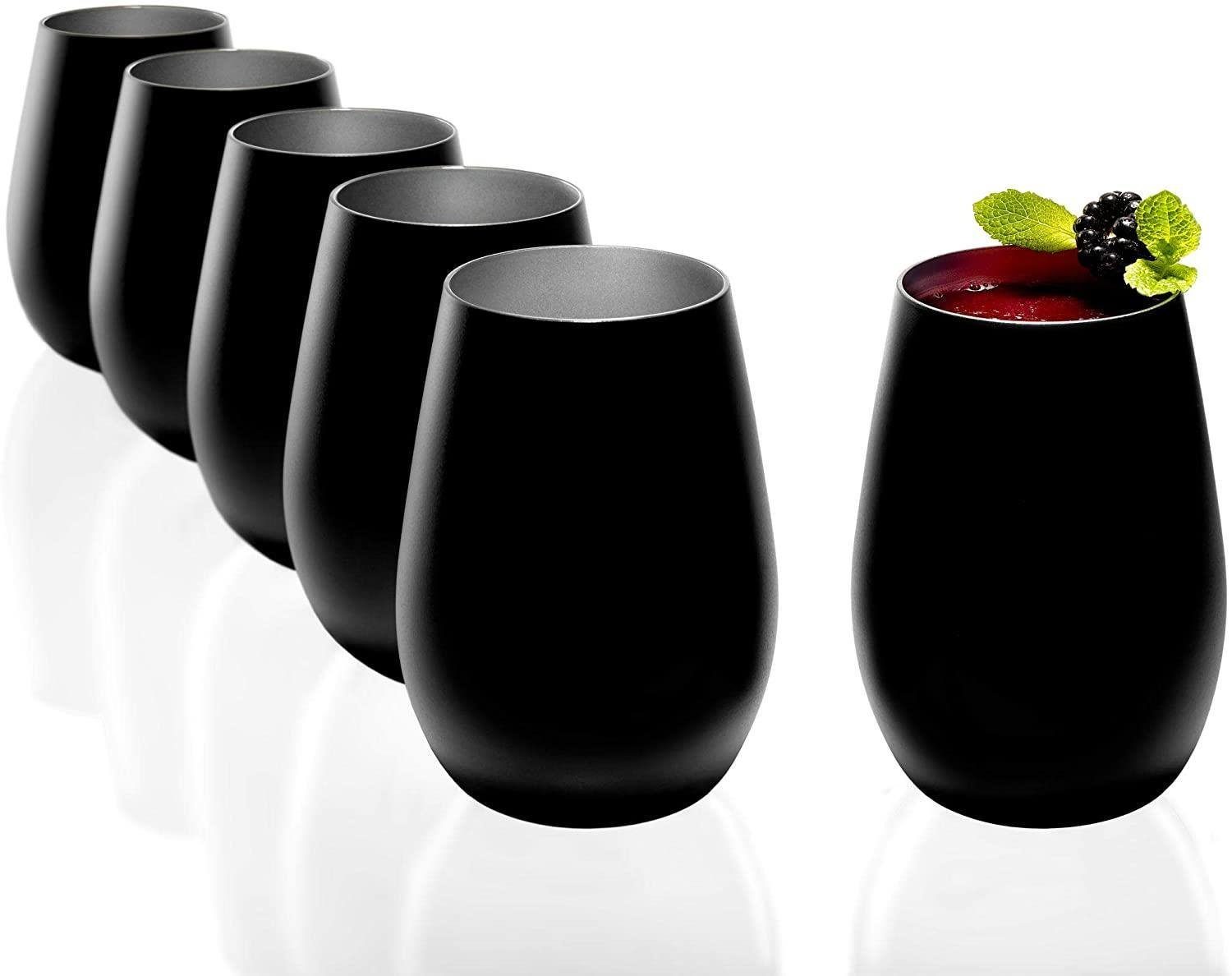 Stölzle Glas Stölzle Lausitz Elements Schwarz-Silber (6er set), Glas