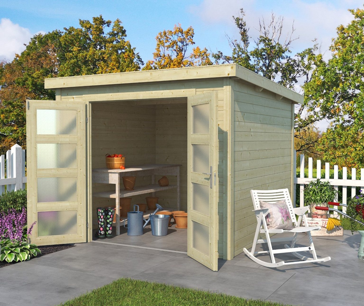 LASITA MAJA Gartenhaus Lasita Maja Gartenhaus Zambezi 5, 28 mm, 325 x 270 x 211 cm, Natur