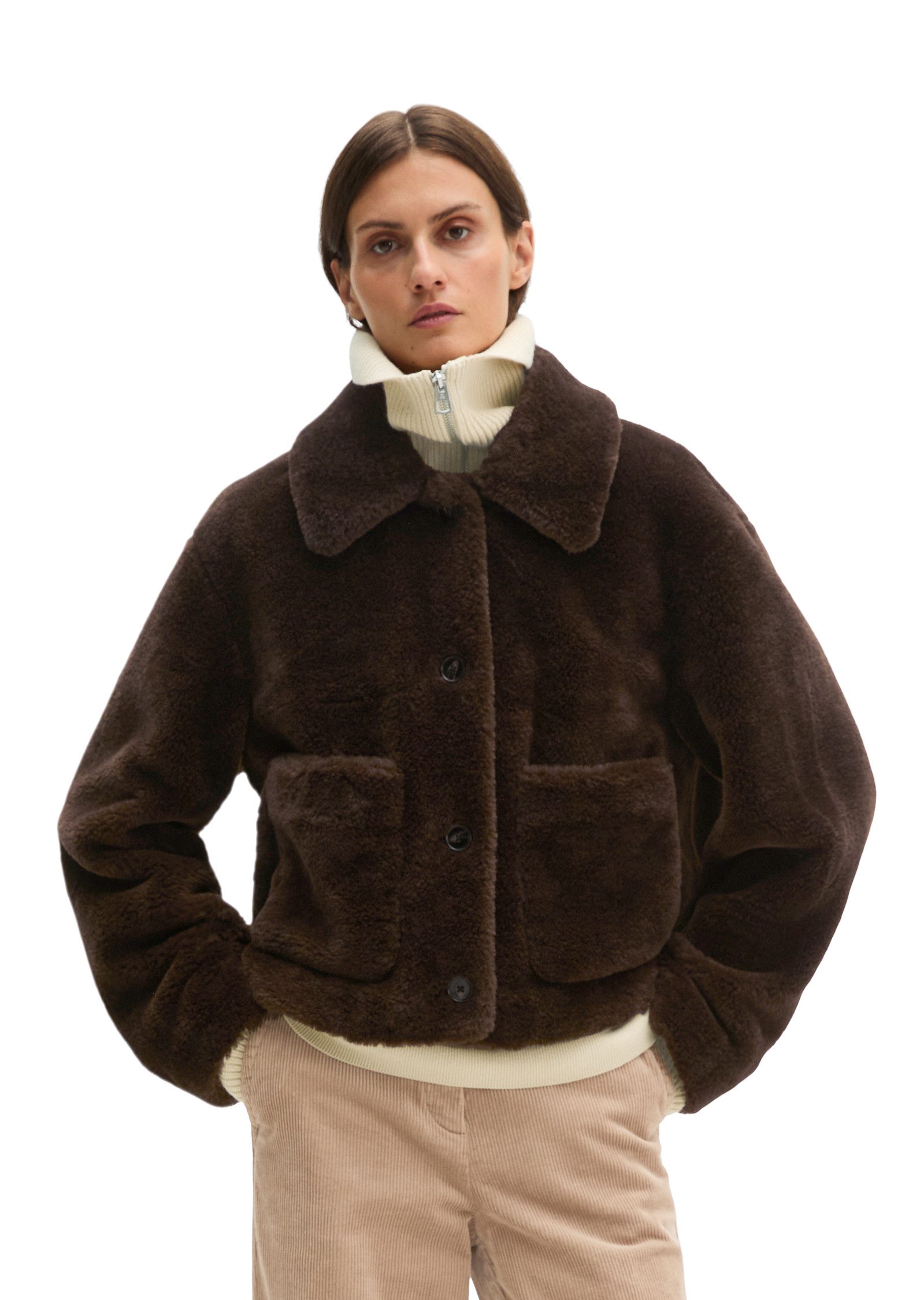 Marc O'Polo Plüschjacke Teddyplüsch regular aus recyceltem Polyester