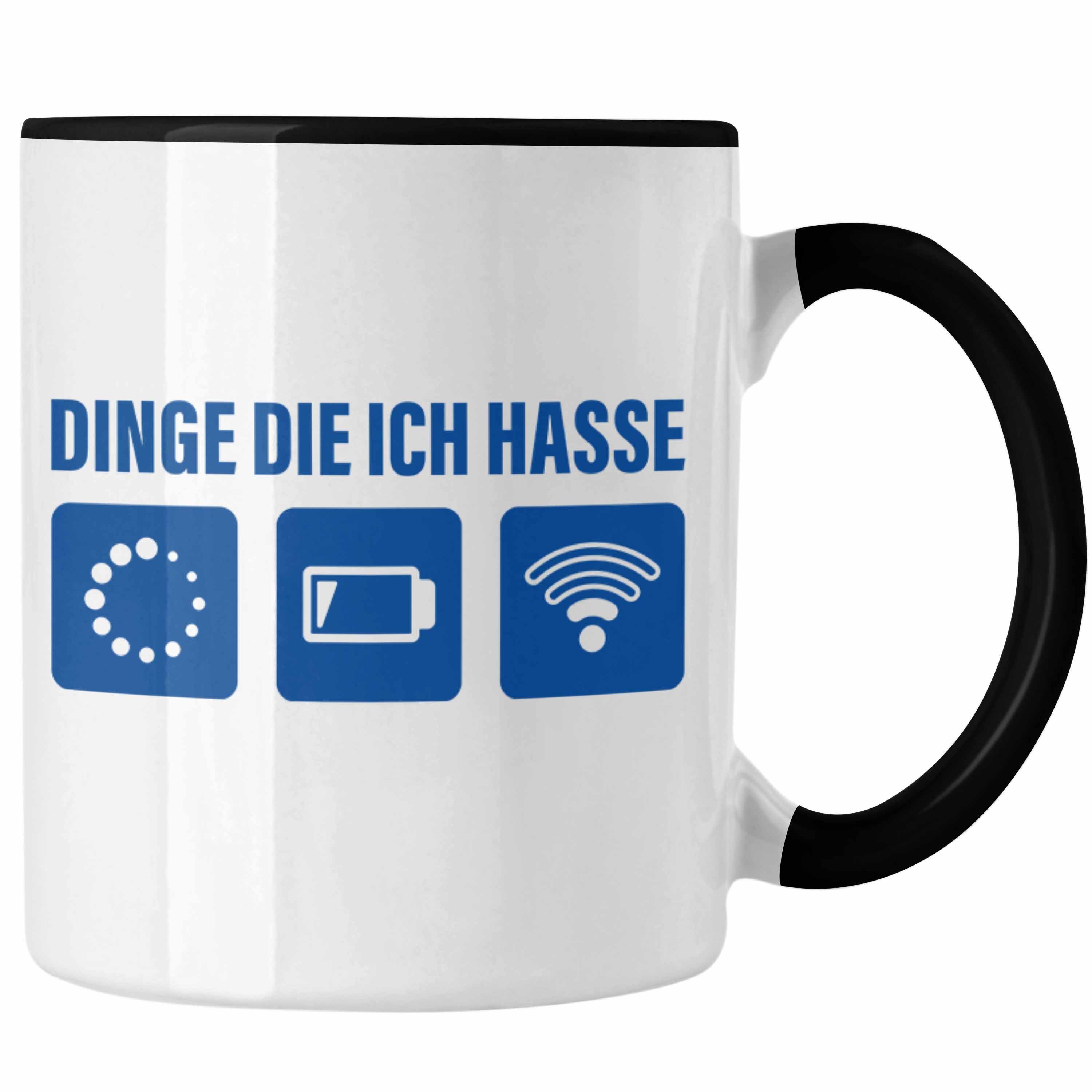 Trendation Tasse Trendation - Dinge Die Ich Hasse Tasse Lustige Nerd Kaffeetasse Wlan Akku Loading 5. 6. 7. Geburtstag Schwarz | Teetassen