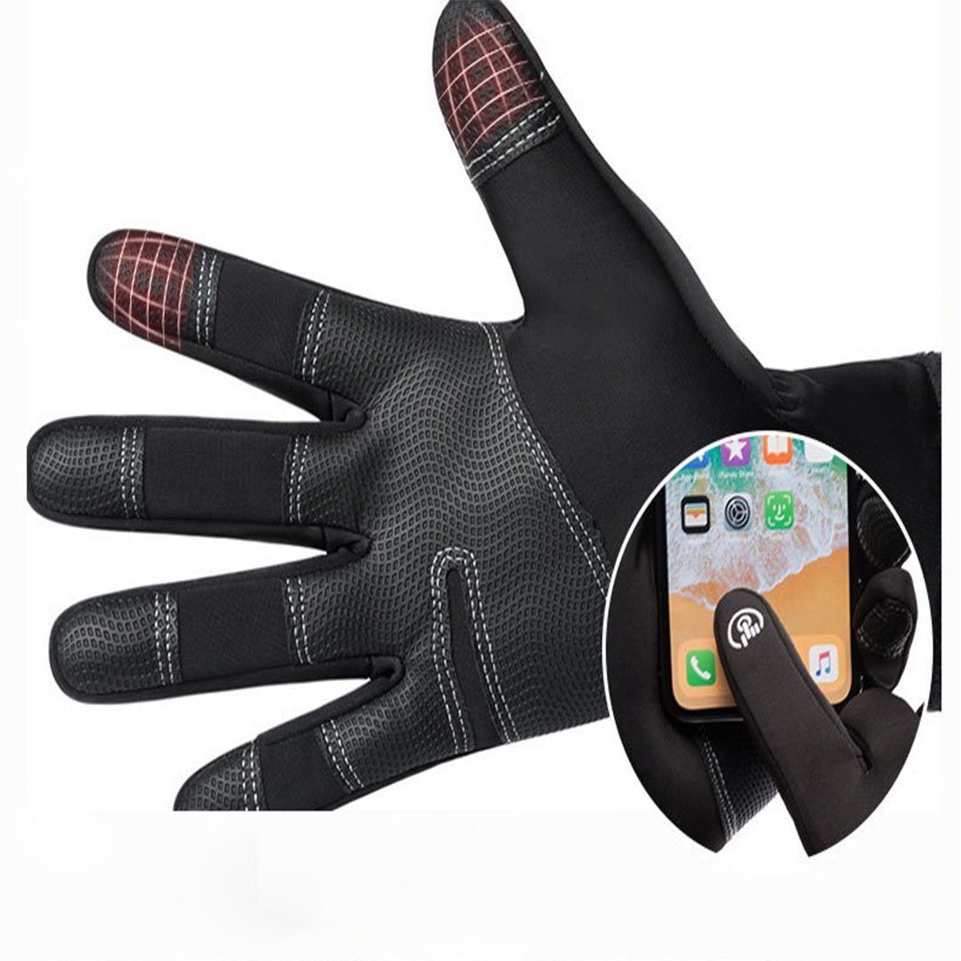 (Fleece-Thermo-Touchscreen-Handschuhe) Baumwollhandschuhe wasserdichte Winddichte, schwarz Baumwollhandschuhe AUKUU
