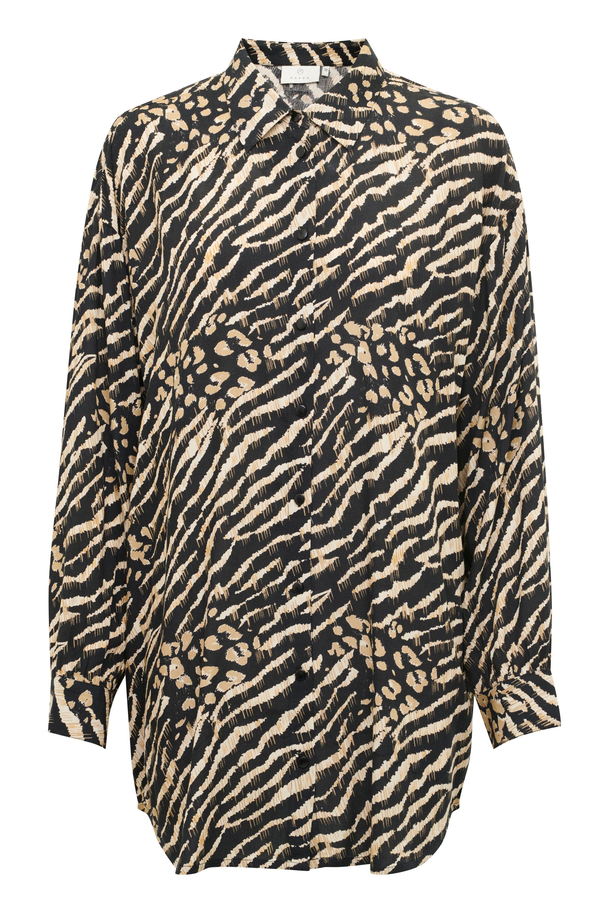 KAFFE Langarmhemd Langarm - Hemd KAditte Black And Brown Animal Print