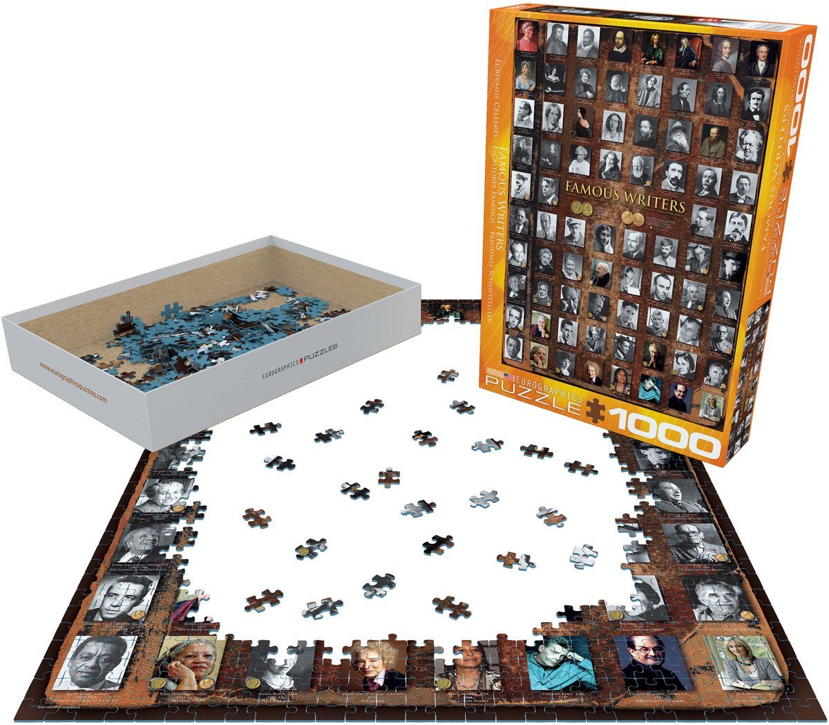 Puzzle 68x48 der empireposter Weltliteratur cm, Teile Autoren Berühmte - im Format Puzzle 1000 Puzzleteile