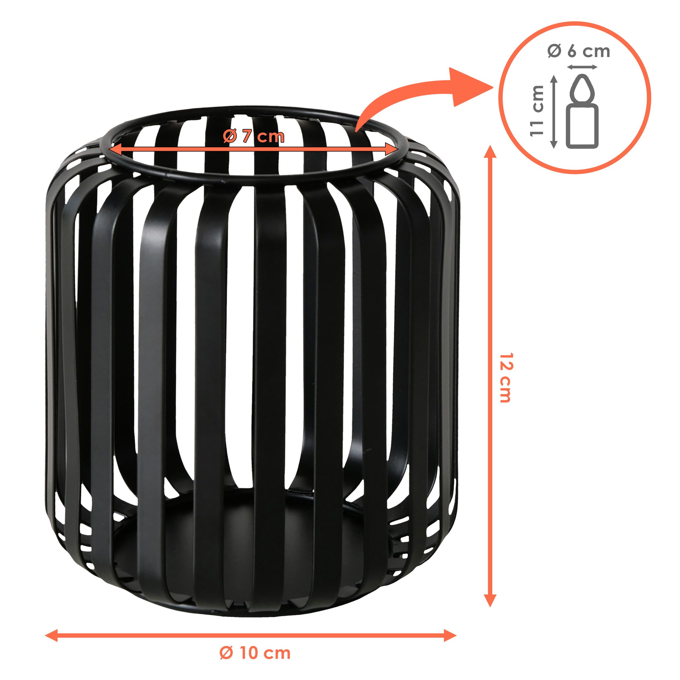 Spetebo Windlicht Kerzenhalter aus Metall in schwarz 12 x 10 cm (Anzahl, 2 günstig online kaufen