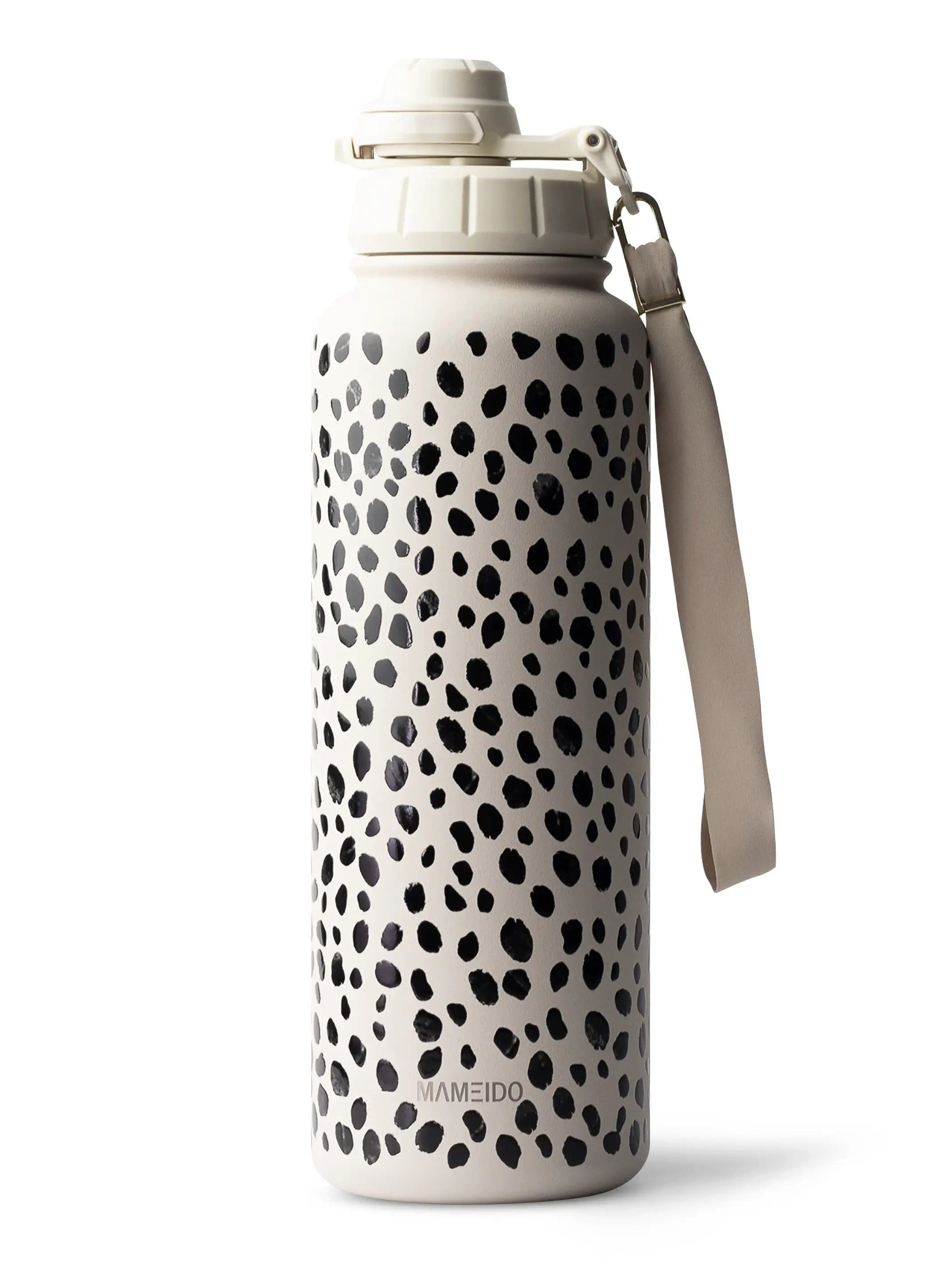 MAMEIDO Thermoflasche, mit 2-in-1 Deckel, Strohhalm und Handschlaufe in 500 ml, 700 ml & 1,2l