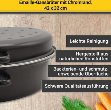 Krüger Bräter, emailliertes Stahlblech, mit Chromrand, Induktion