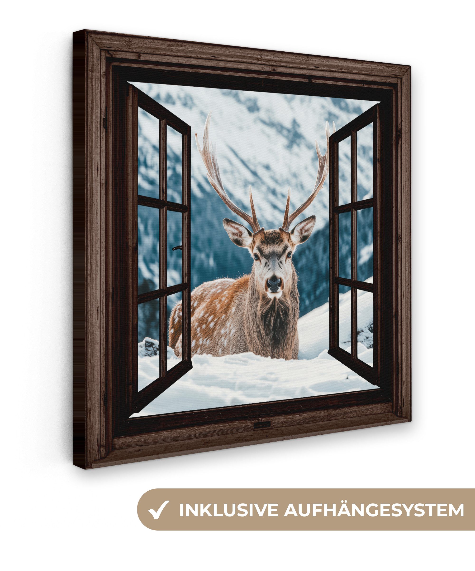 OneMillionCanvasses® Leinwandbild Hirsche - Landschaft - günstig online kaufen