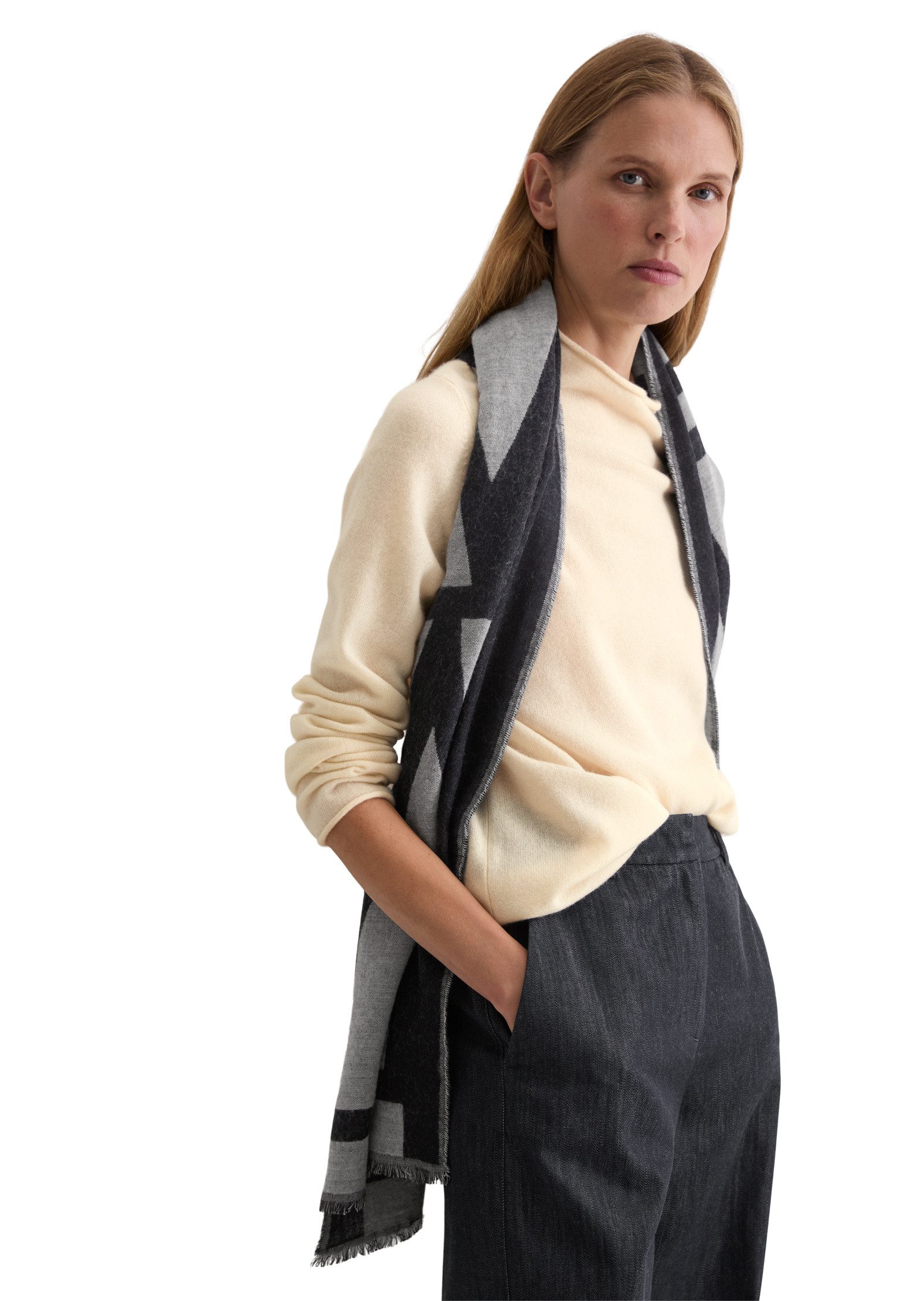 Marc O'Polo Schal aus Schurwolle-Viskose-Mix