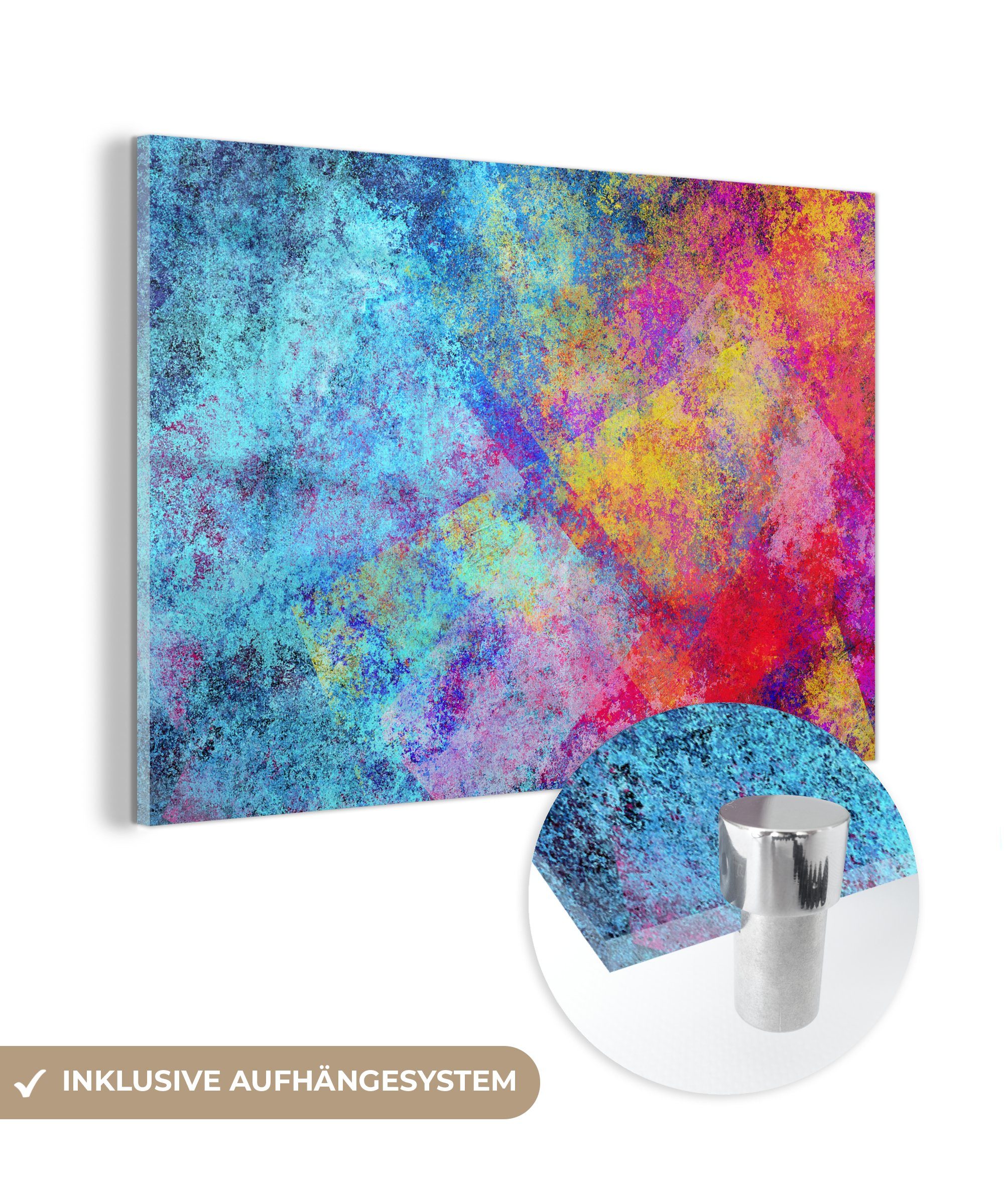 MuchoWow Acrylglasbild Abstraktes, farbenfrohes Ölgemälde, (1 St), Acrylglasbilder Wohnzimmer & Schlafzimmer