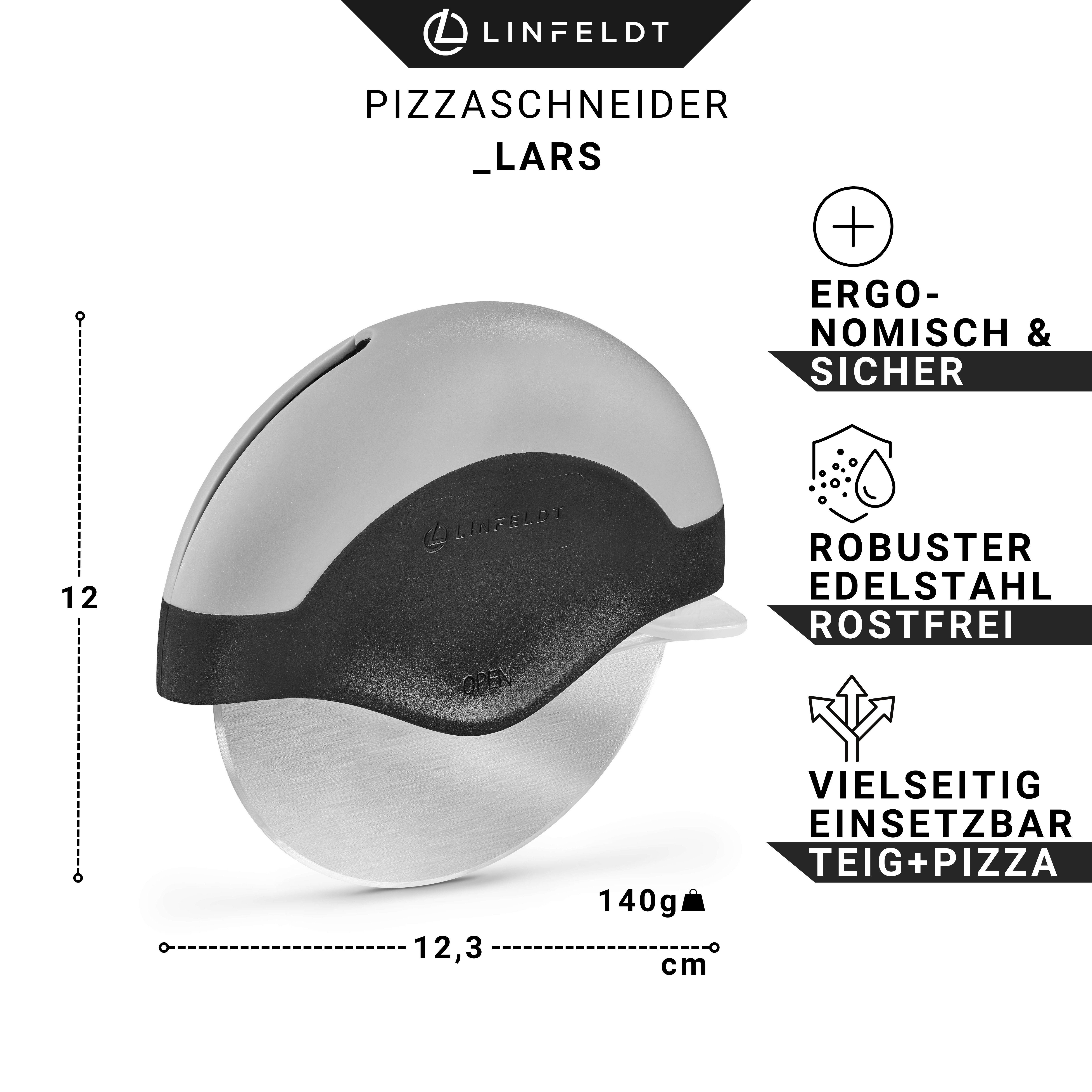 Pizzaschneider Ergonomisch, Edelstahl nur Schnitt & Pizzaroller mit einem Sicher LINFELDT