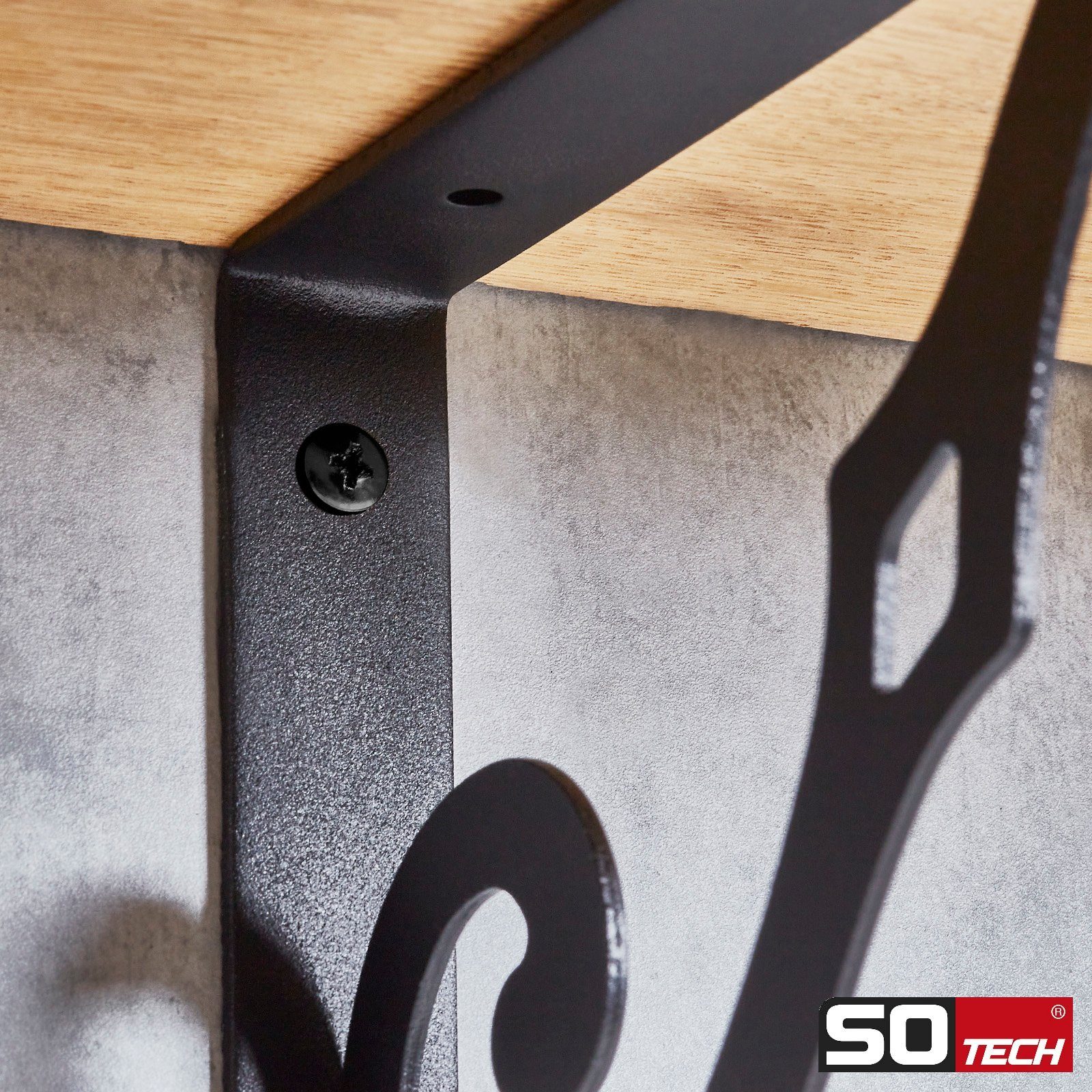 SO-TECH® Wandregalhalter Regalkonsole BLACKLINE II schwarz Tragkraft 30 kg pro Paar, 1-tlg., 1 Stück, 12,5 x 9 x 2,5 cm