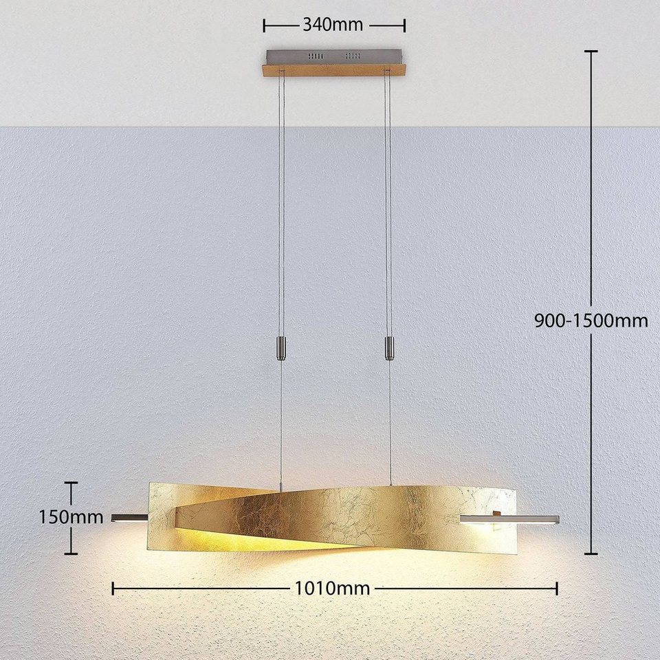 Lucande LED-Hängeleuchte Marija, dimmbar, LED-Leuchtmittel fest verbaut,  warmweiß, Modern, Metall, Kunststoff, gold, silber, inkl. Leuchtmittel, dimmbar