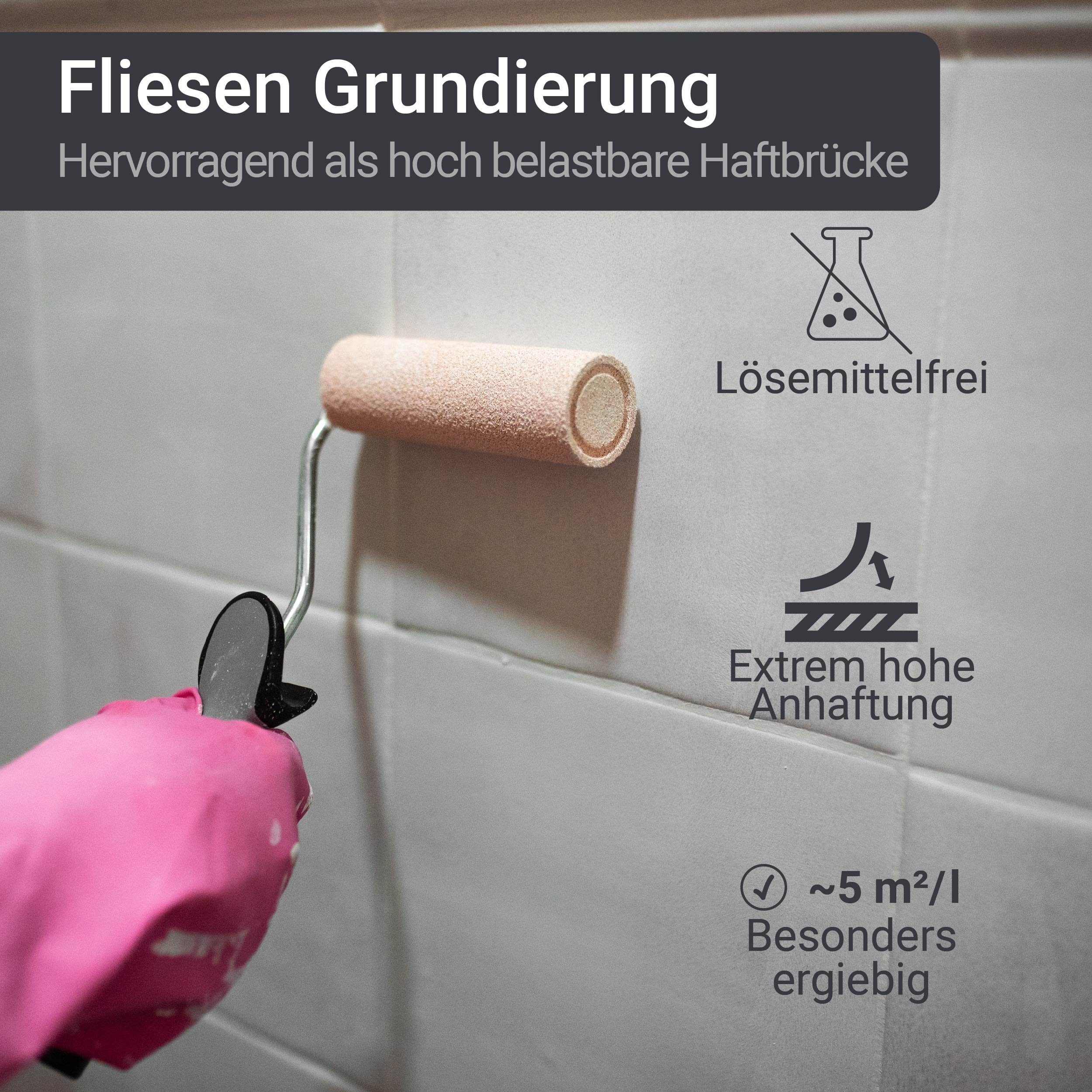 WO-WE Fliesengrundierung 1K Fliesen Grundierung Spezial Haftgrund W708, 1-10kg, Fliese auf Fliese