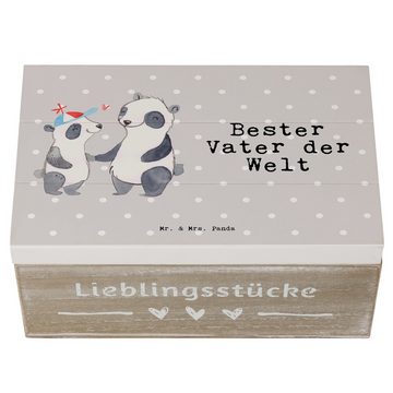 Mr. & Mrs. Panda Dekokiste 19 x 12 cm Panda Bester Vater der Welt - Grau Pastell - Geschenk, Fre (1 St), Hohe Stabilität.