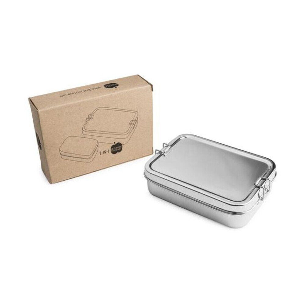 Brotzeit Lunchbox Lunchbox 2in1 17x13x6 cm edelstahl, Edelstahl, Gummi, Lunchbox, 1 l, Edelstahl