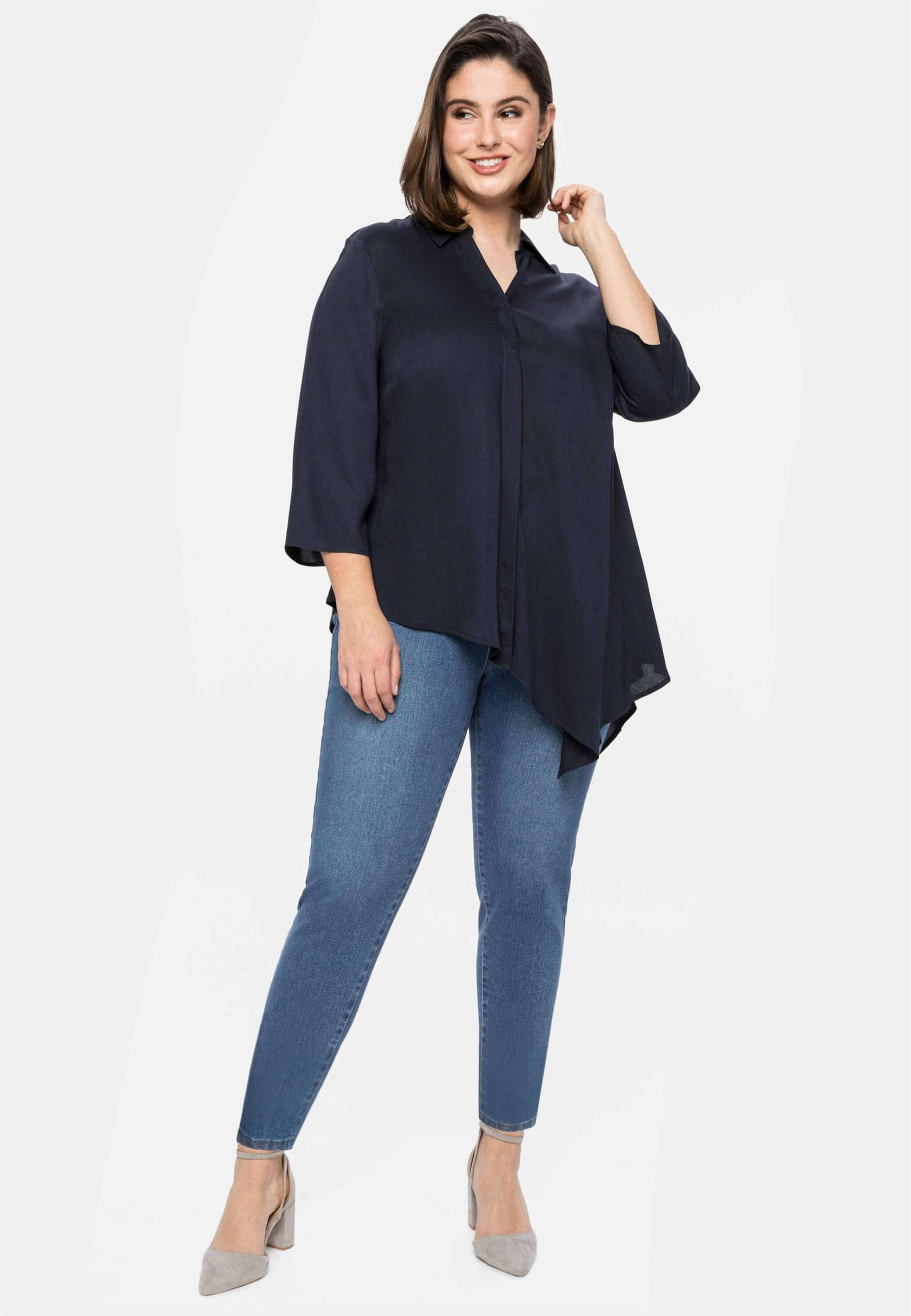 Sheego Bequeme Jeans Stretch-Jeans normal mit Gummibund und Gürtelschlaufen – Bild 4 von 5