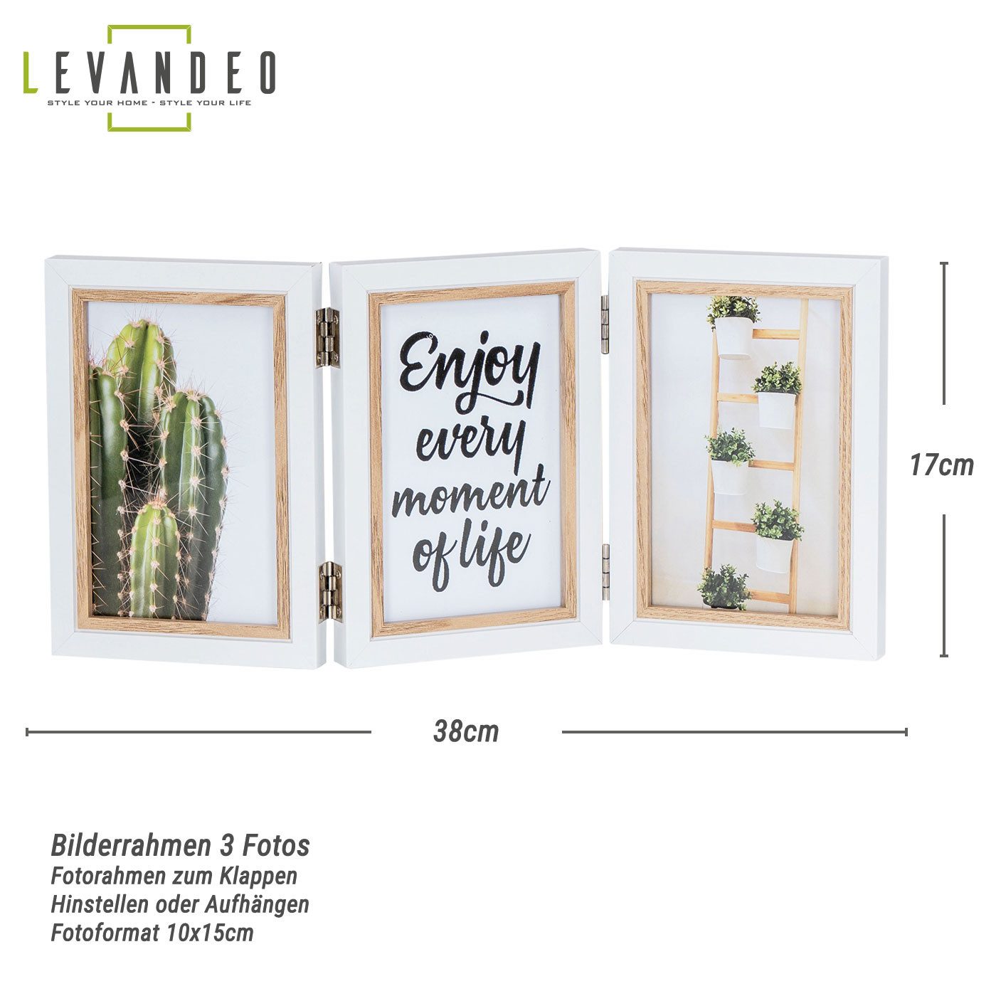 Levandeo® Bilderrahmen, Bilderrahmen 3 Fotos Fotoaufsteller 10x15 MDF Holz günstig online kaufen