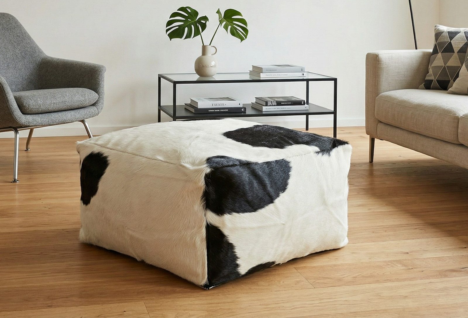 KUHFELL online & NOMAD Pouf KUHFELL POUF FUßHOCKER SITZKISSEN 60 x 60 x 30 cm