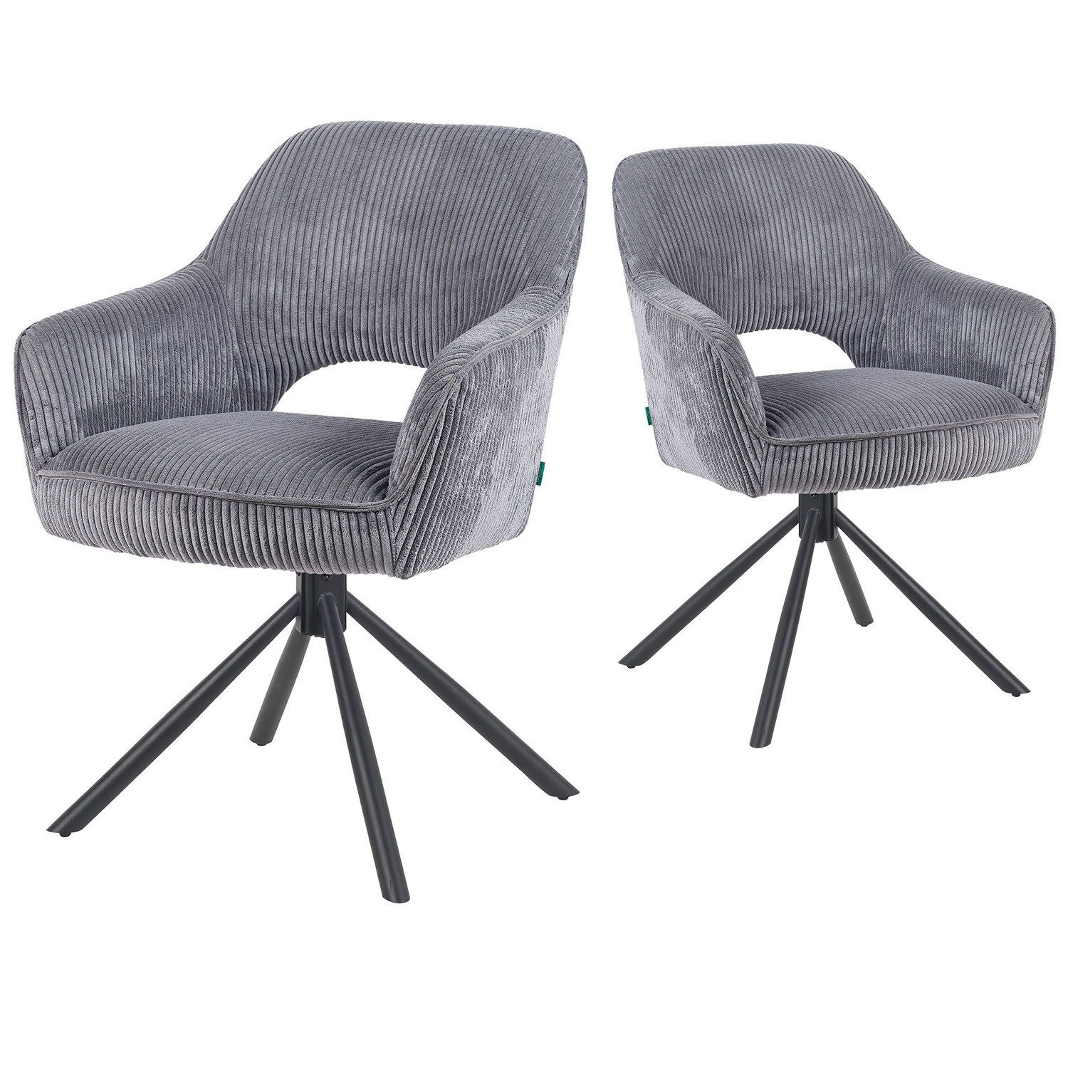 DUBI Möbel Polsterstuhl Mika-Ben 2er-Set, Federkern, pulverbeschichtet, 360 günstig online kaufen