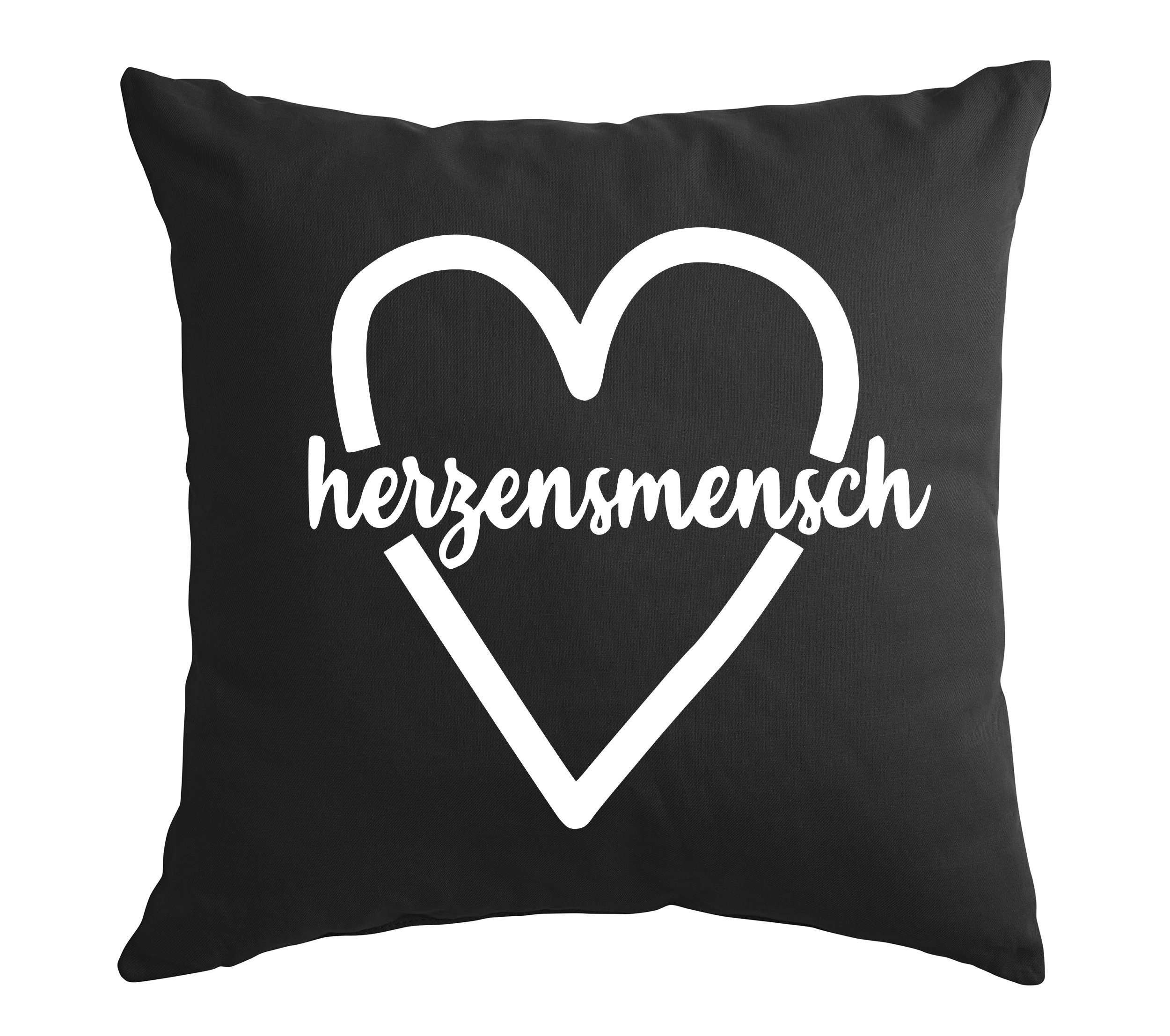 Couples Shop Dekokissen Herzensmensch Kissen 40x40cm mit Füllung Zierkissen Dekokissen, mit modischen Druck