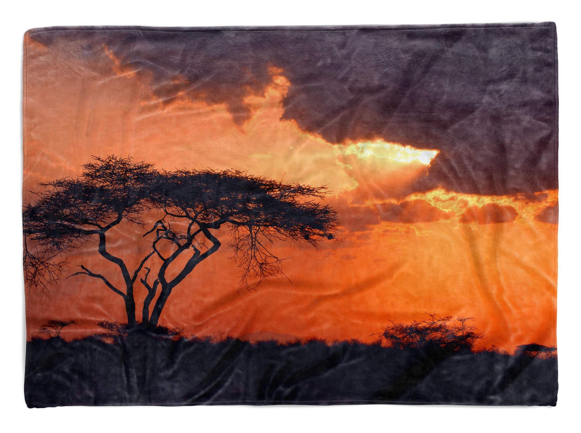 Sinus Art Handtücher Handtuch Strandhandtuch Saunatuch Kuscheldecke mit Fotomotiv Afrika Savanne Son, Baumwolle-Polyester-Mix (1-St), Handtuch
