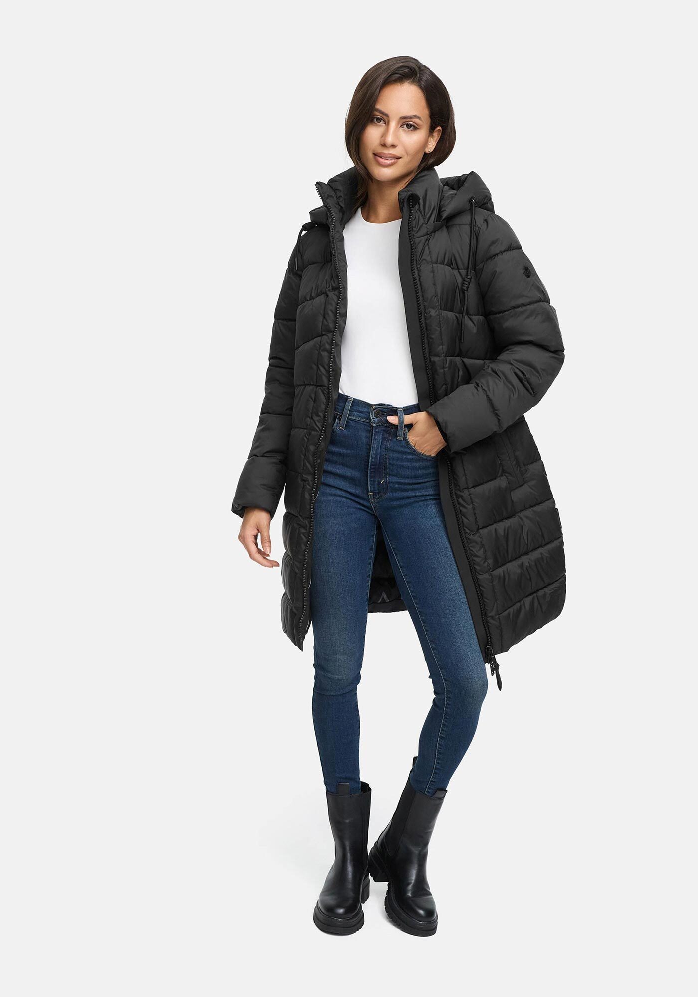 Marikoo Winterjacke Kaltnäschen mit abnehmbarer Kapuze und hochschließendem Kragen
