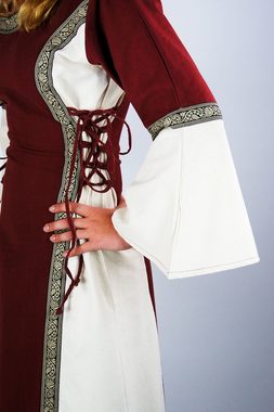 Leonardo Carbone Ritter-Kostüm Mittelalterliches Kleid mit Bordüre "Sophie" - Natur/Rot L