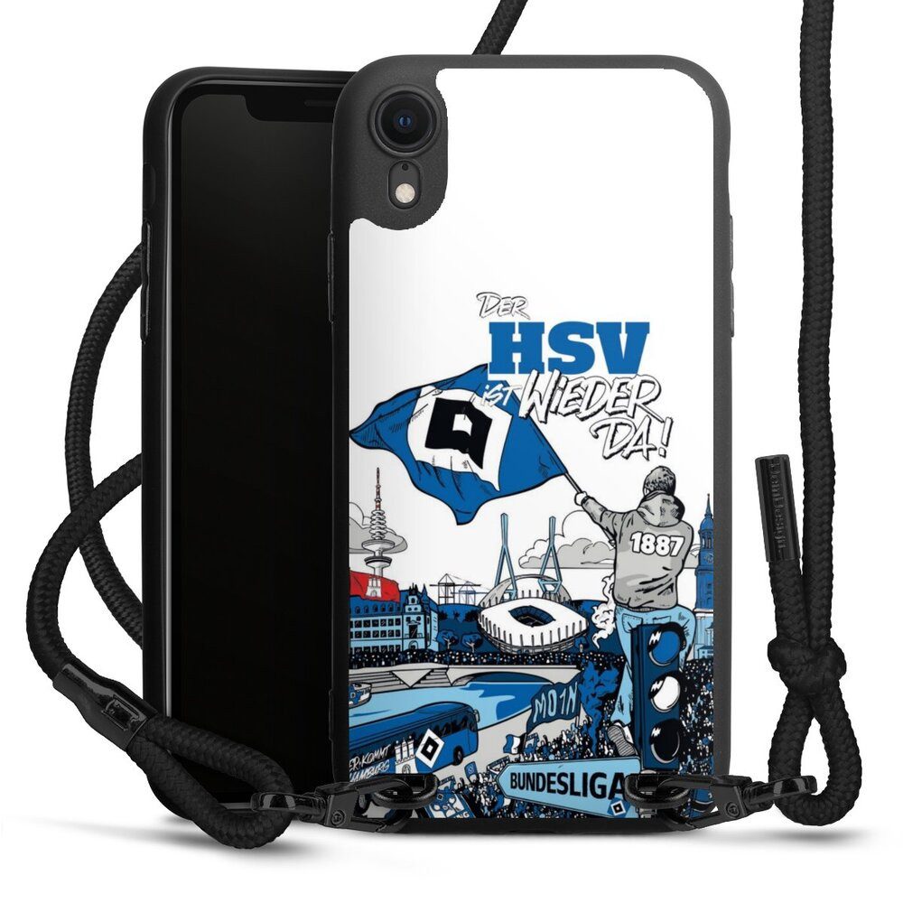 DeinDesign Handyhülle Hamburger SV Offizielles Lizenzprodukt Aufstieg, Apple iPhone Xr Premium Handykette Hülle mit Band Case zum Umhängen