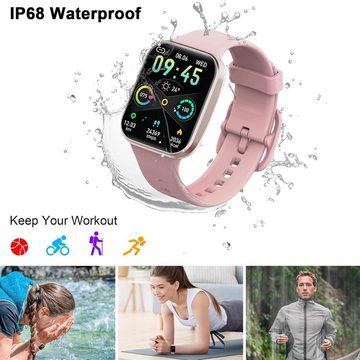 uaue Smartwatch (1,69 Zoll, Android iOS), Fitnessuhr mit Pulsuhr Herzfrequenz IP68 Wasserdicht 25 Sportmodi