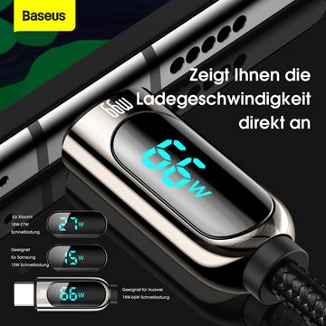 Baseus Schnelllade-Datenkabel mit Digitalanzeige,USB auf Typ-C 66W 1m Schwarz USB-Kabel