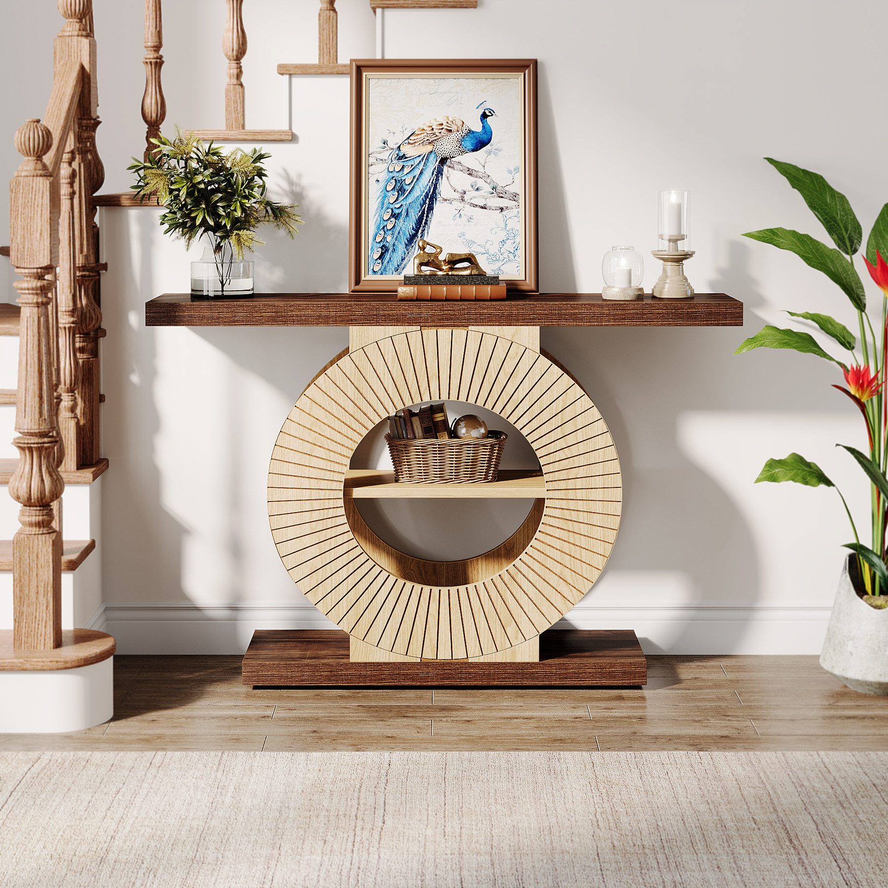 Tribesigns Konsolentisch Flurtisch mit Lagerung, 100 cm Holz Eingangstisch für Wohnzimmer
