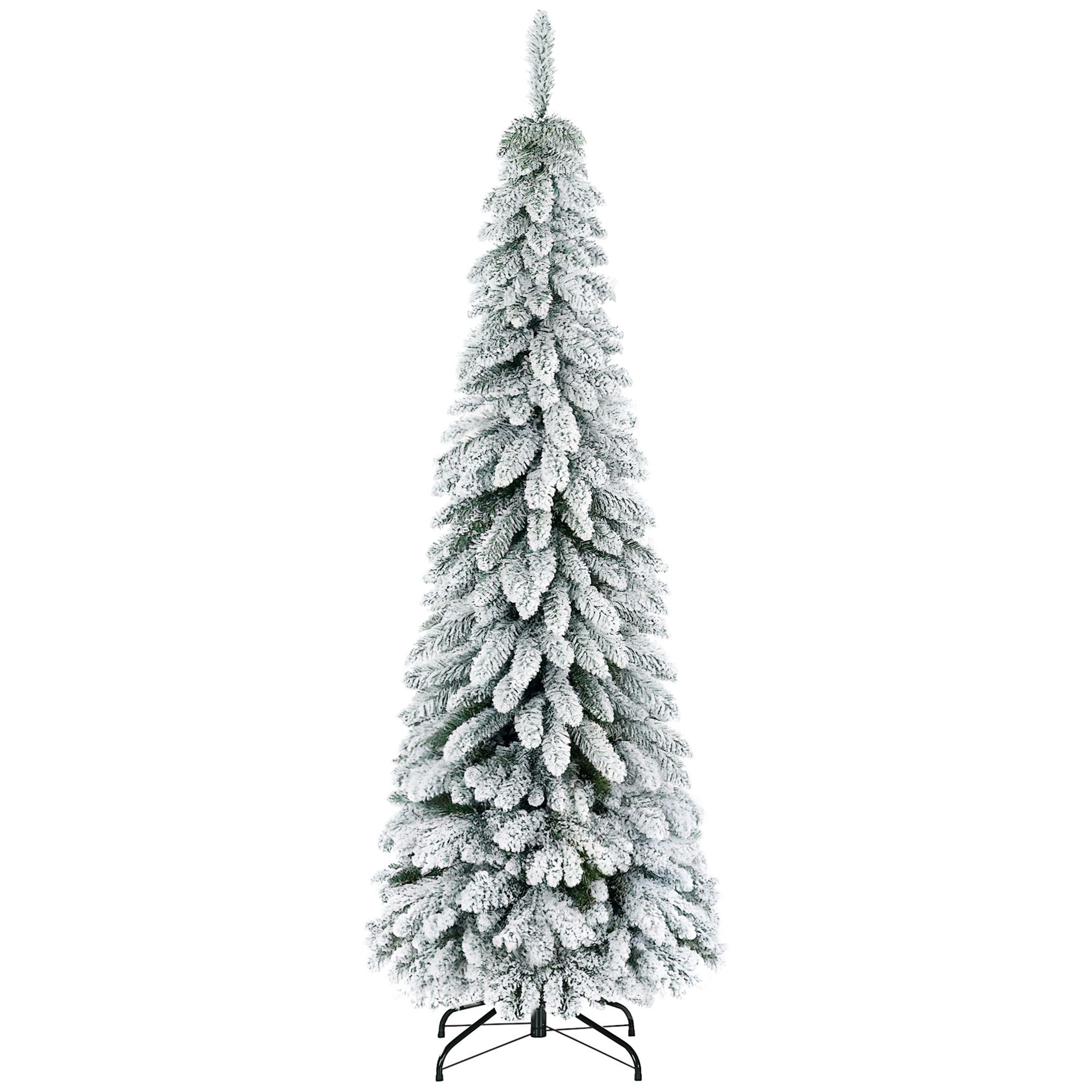 HOMCOM Künstlicher Weihnachtsbaum Künstlicher Weihnachtsbaum, 1,80 m Kunsttanne, mit 523 Zweigen, Tanne, mit Kunstschnee dekoriert