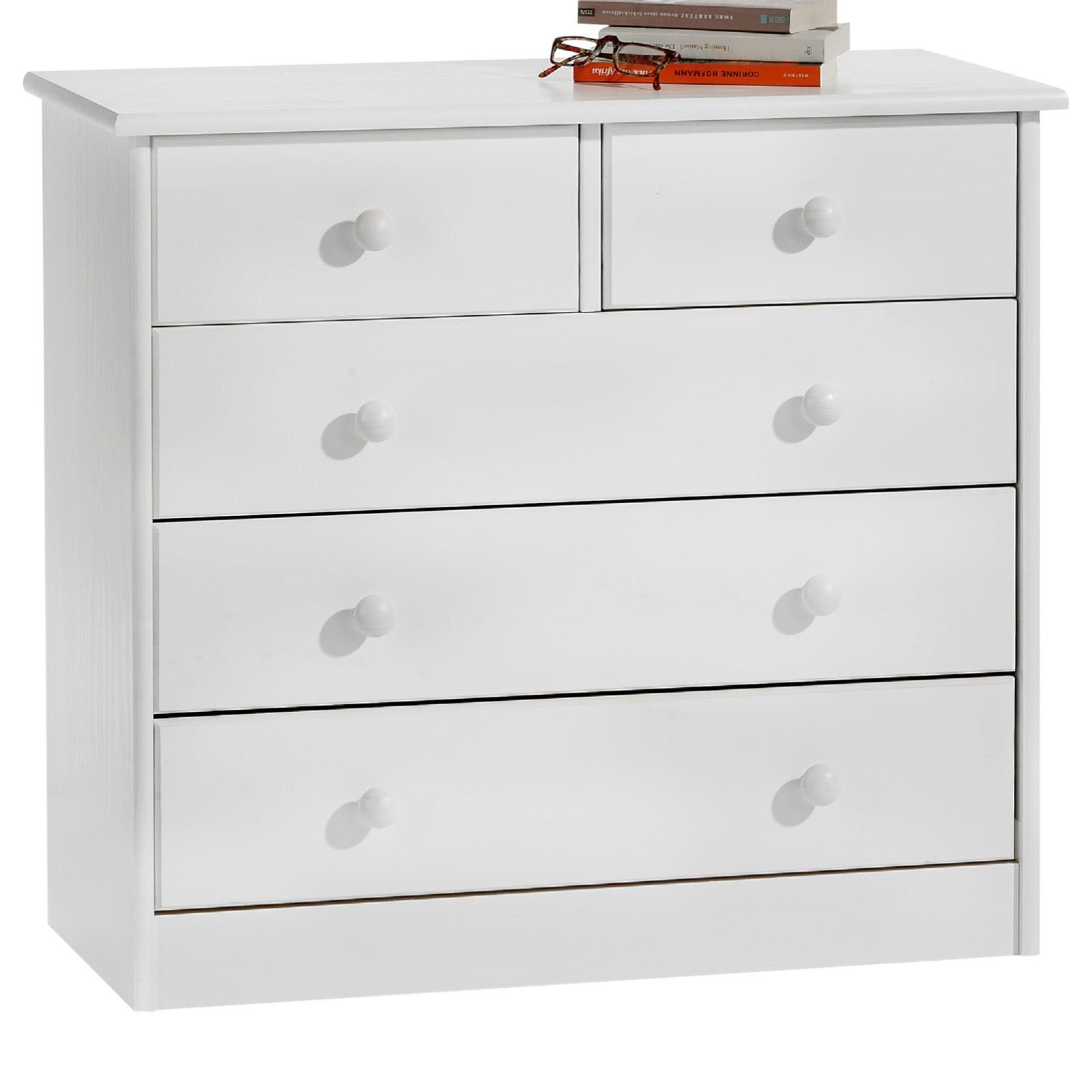IDIMEX Kommode RONDO, Kommode Anrichte Sideboard mit 5 Schubladen Kiefer massiv lackiert in