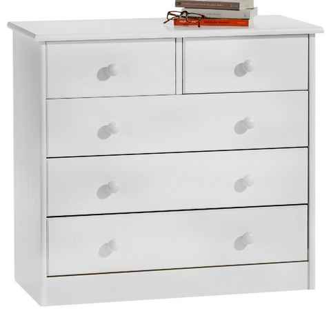 IDIMEX Kommode RONDO, Kommode Anrichte Sideboard, 5 Schubladen, Kiefer massiv, weiss lackier