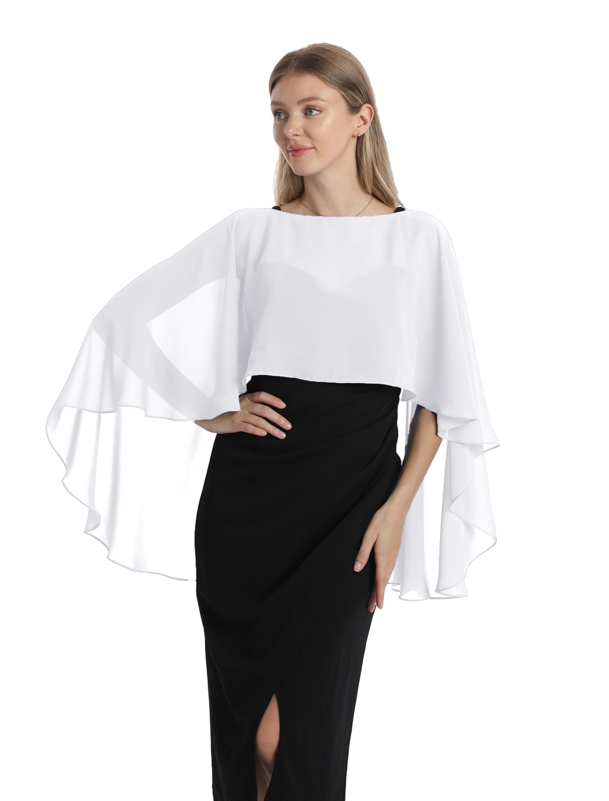 nsihing Bolero Damen Chiffon Cape Schals für Hochzeitskleider Elegantes Bankett Capelets für Hochzeit Braut Abendkleid Brautkleid Sommer