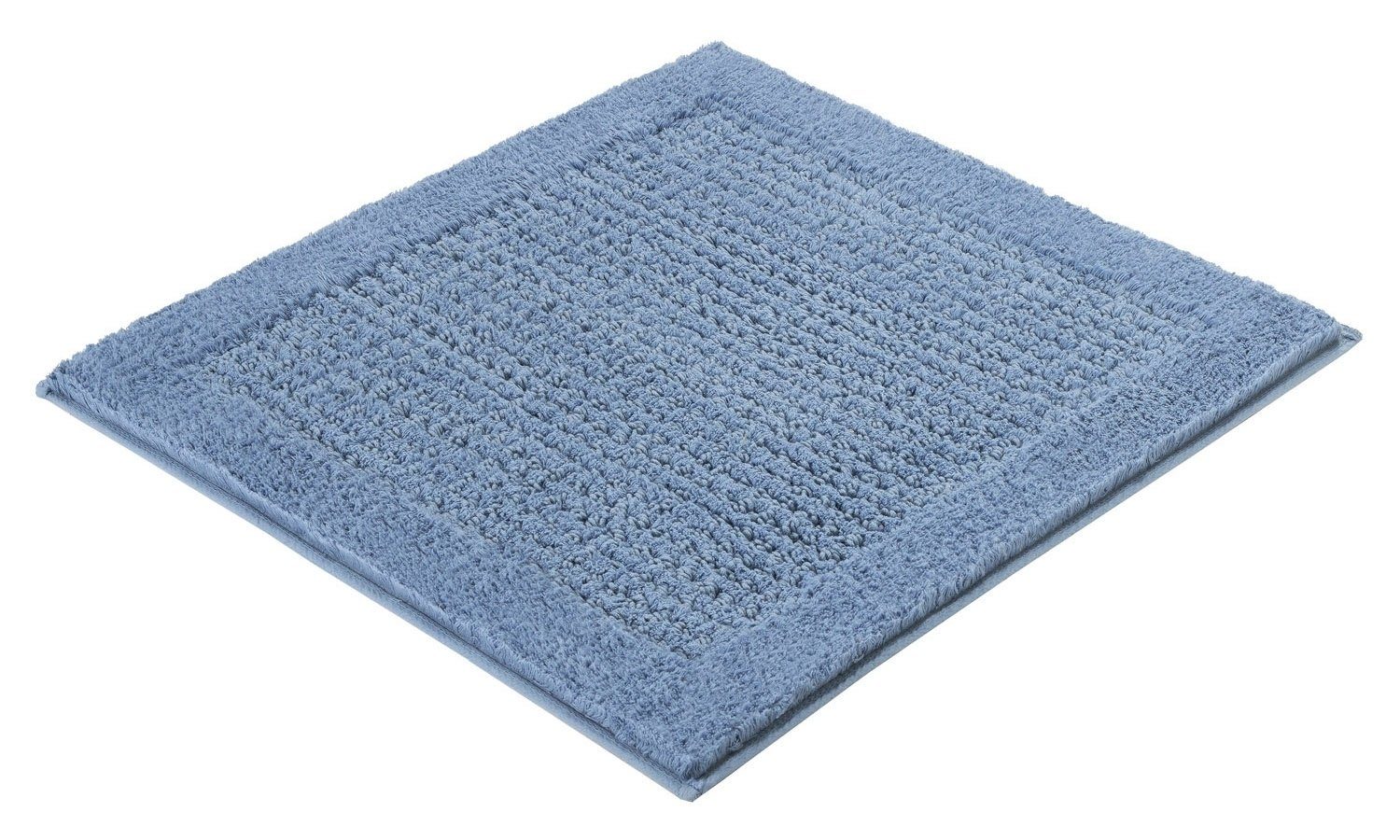 Badematte NET, B 60 cm, L 60 cm, Stahlblau, Kleine Wolke, Höhe 17 mm, rutschhemmend beschichtet, fußbodenheizungsgeeignet, Baumwolle, rechteckig