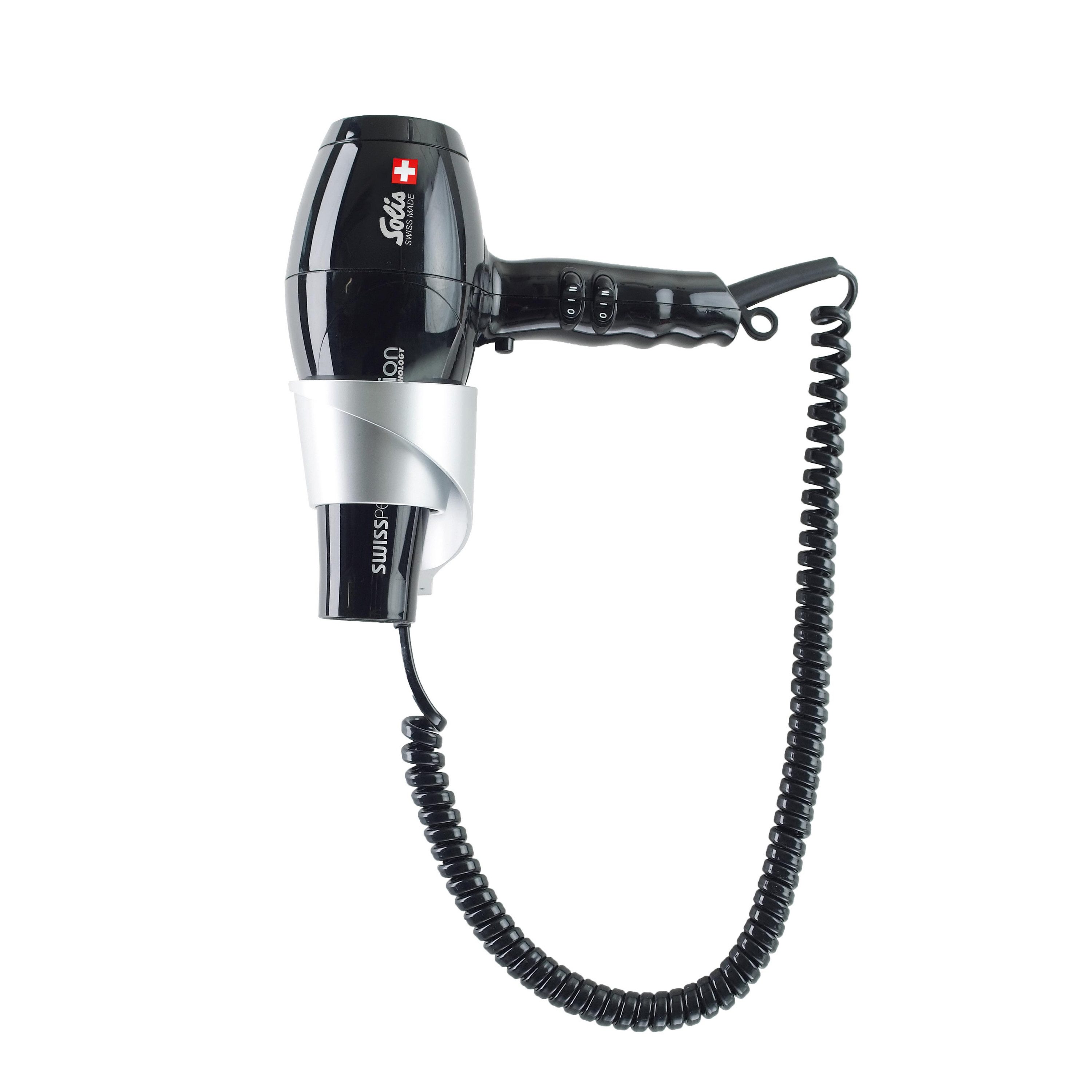 SOLIS OF SWITZERLAND Haartrockner Swiss Perfection Wandhaartrockner, Typ 443, 1800 W, 4 Stufen, Ionen-Technologie, DC-Motor, 50% mehr Luftdruck