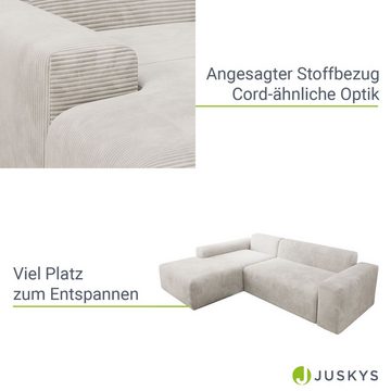 Juskys Ecksofa Vals, modern, L-Form, Stoff, bequem, samtig wie Cord, breiter Sitz