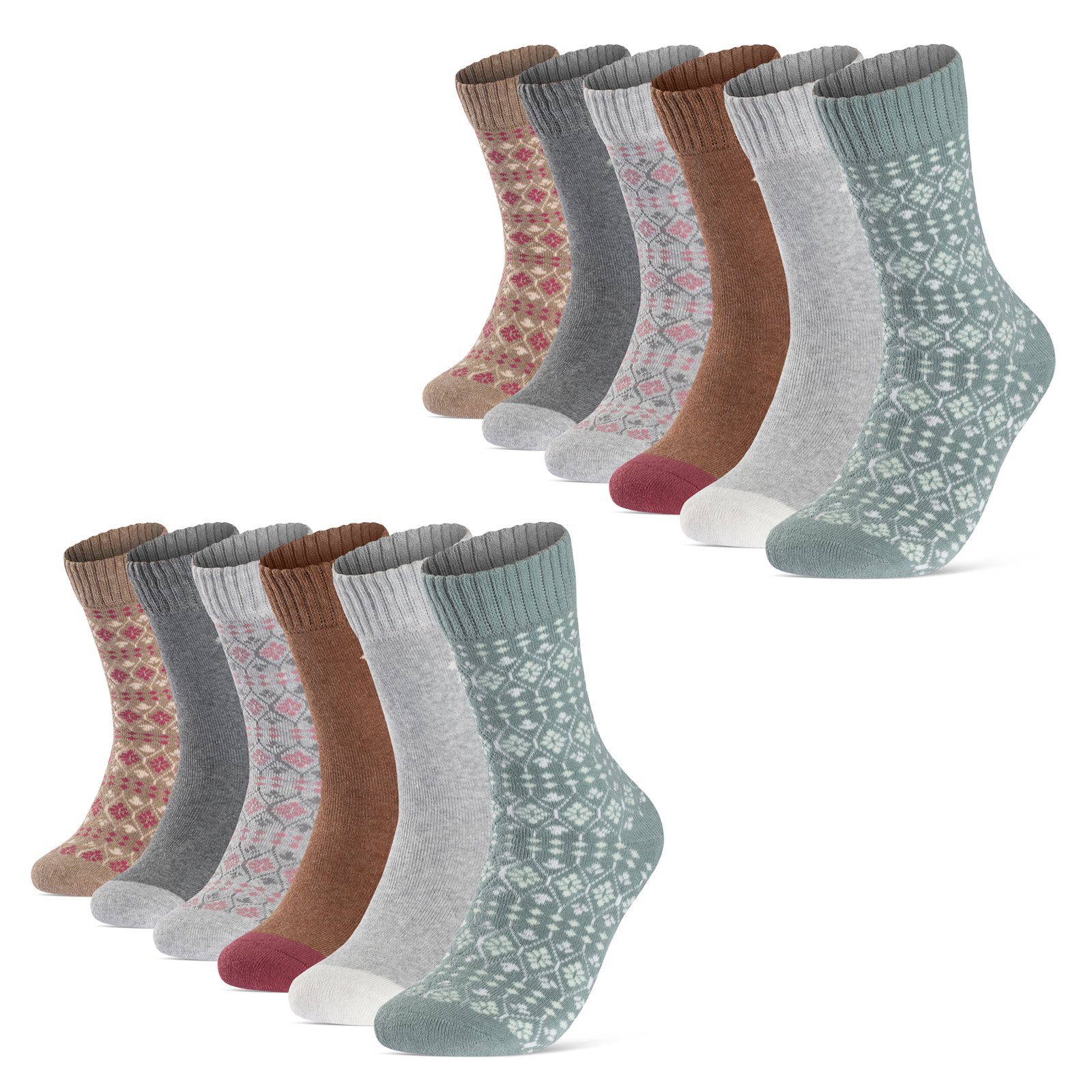 sockenkauf24 Thermosocken 6 oder 12 Paar Damen Wintersocken Damensocken mit Innenfrottee (12-Paar)