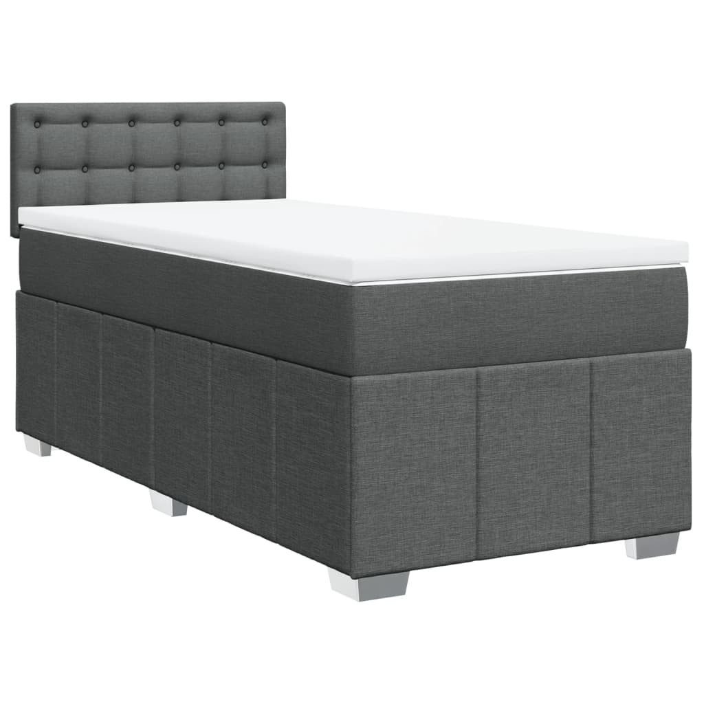 Bett Boxspringbett mit Matratze Dunkelgrau 100x200 cm Stoff